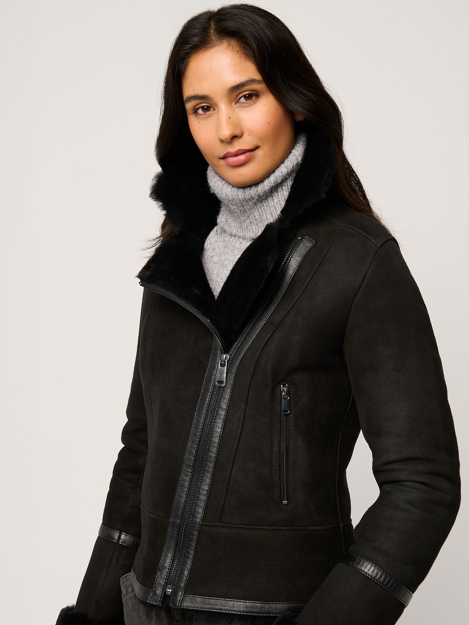 Mila Sheepskin Moto Jacket - XNAUWBI