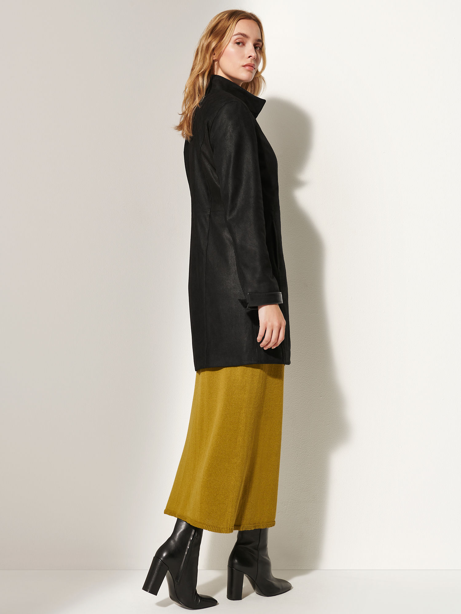 Gwyneth Embossed Leather Coat - XNAUWBI