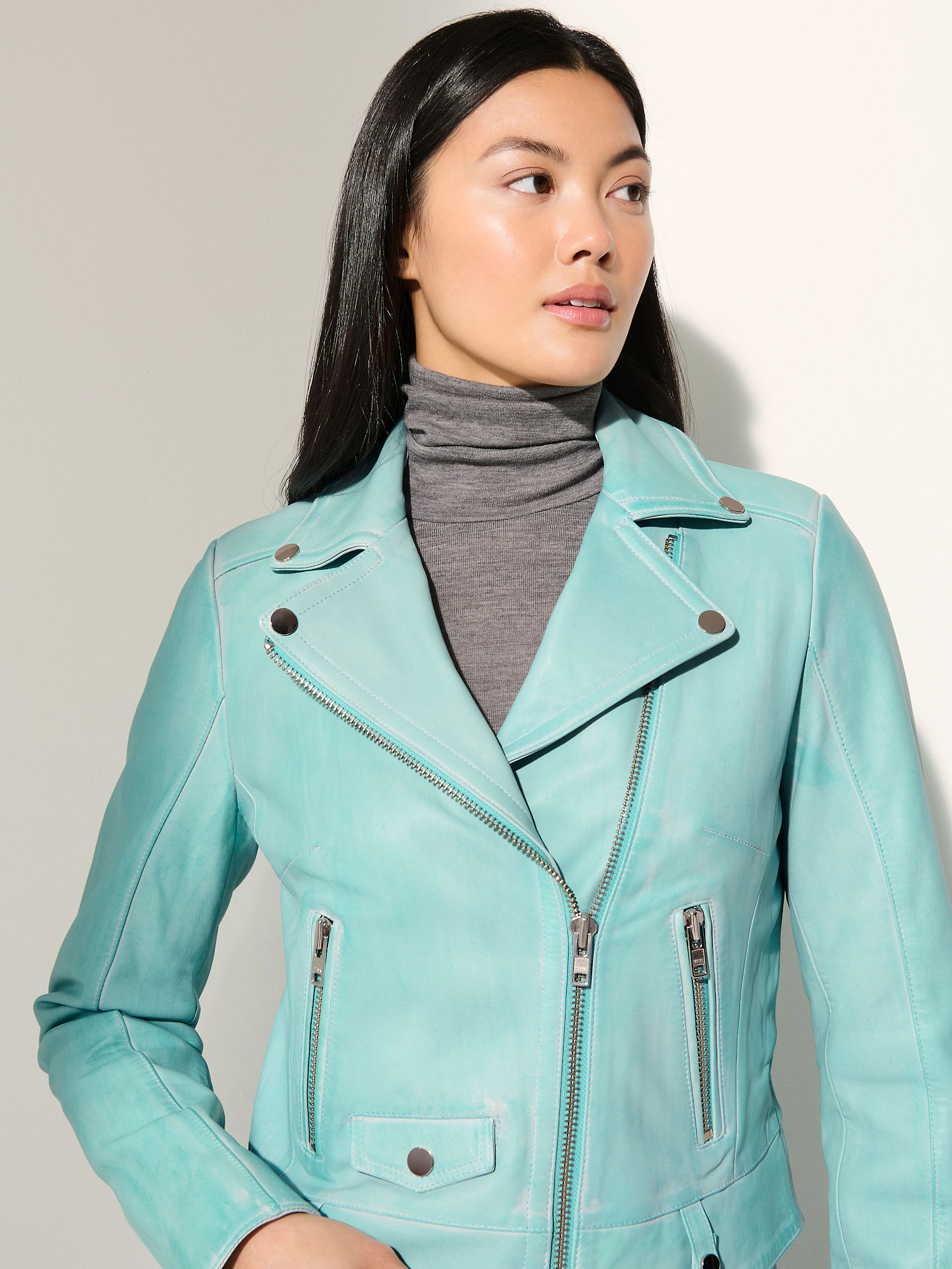 Ariel Leather Moto Jacket - XNAUWBI