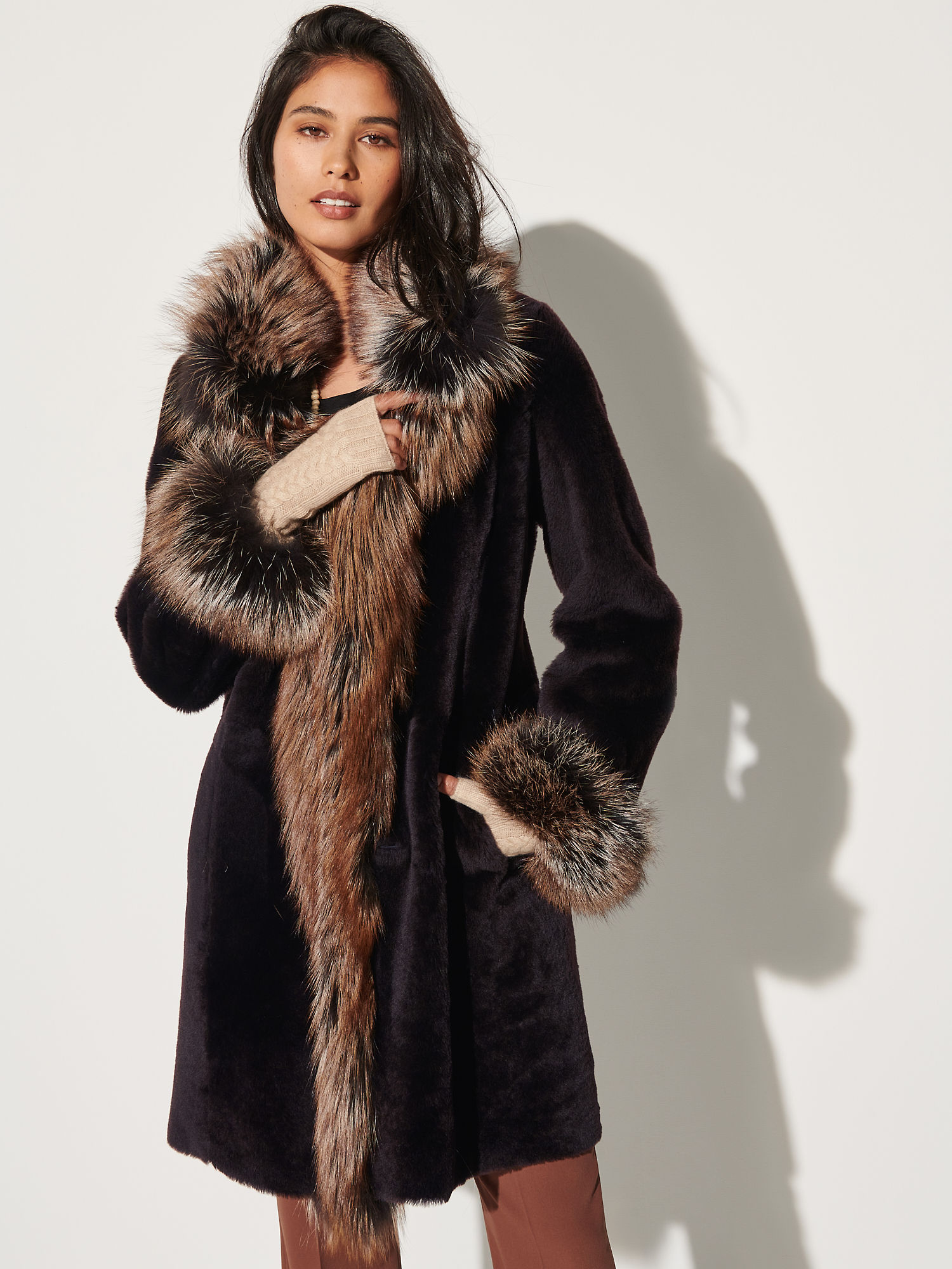 Chantal Reversible Navy Sheepskin Coat - XNAUWBI