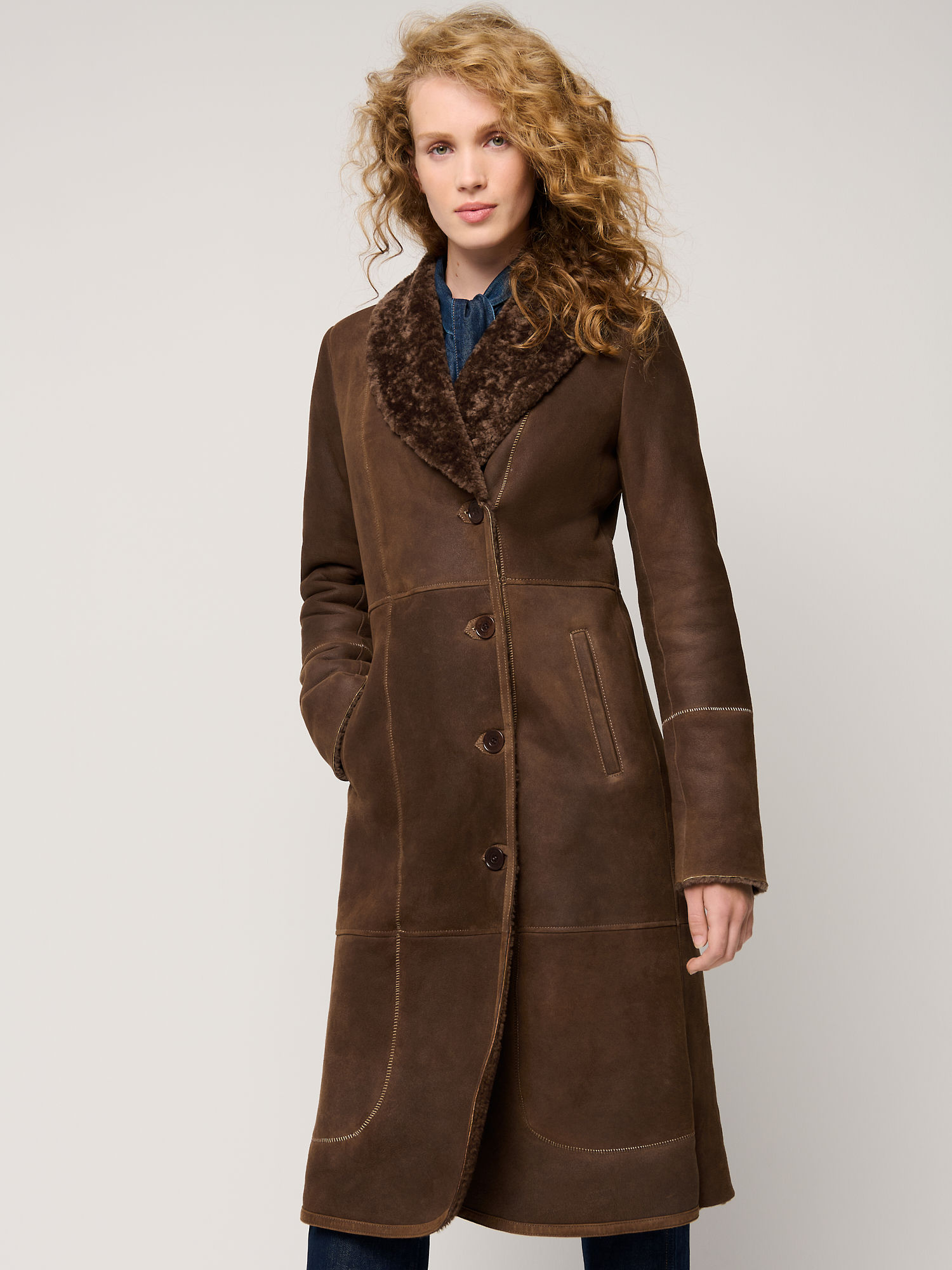 Brooke Curly Sheepskin Coat - XNAUWBI