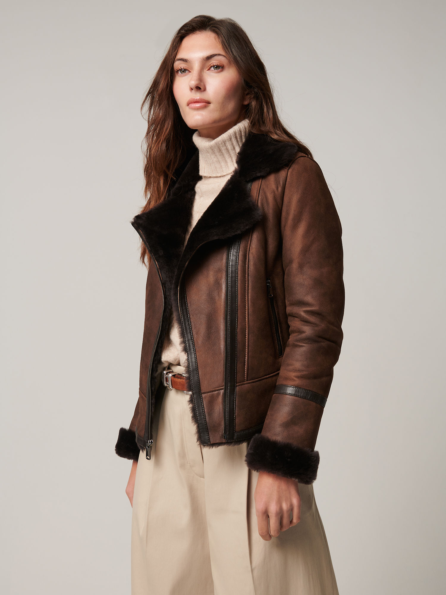 Mila Sheepskin Moto Jacket - XNAUWBI