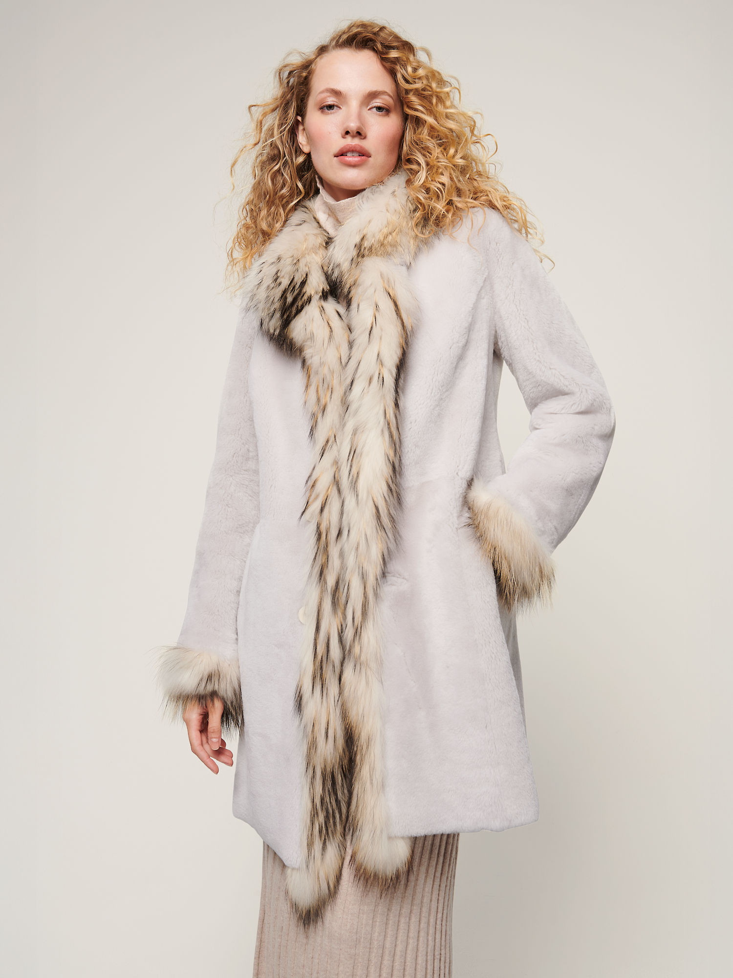 Chantal Reversible Cream Sheepskin Coat - XNAUWBI