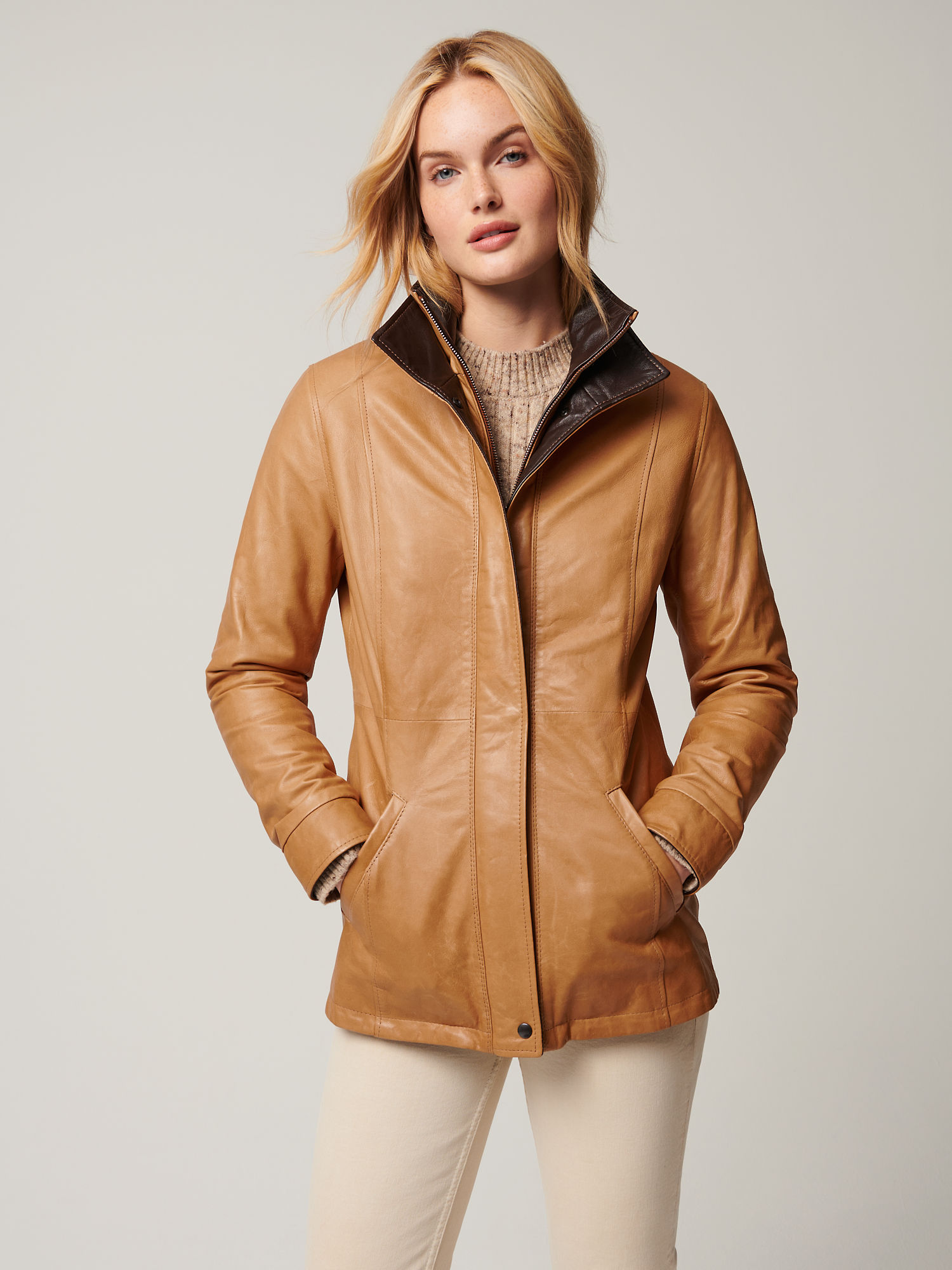Rory Sand Leather Jacket - XNAUWBI