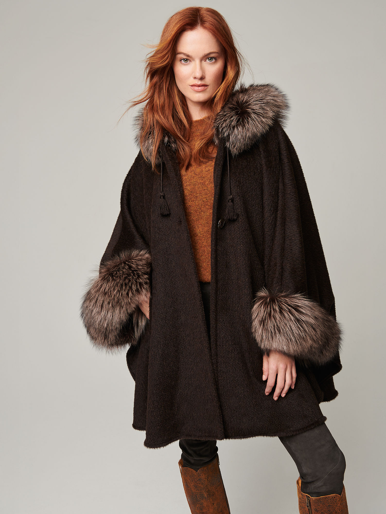 Ashby Hooded Alpaca Wool-Blend Cape - XNAUWBI