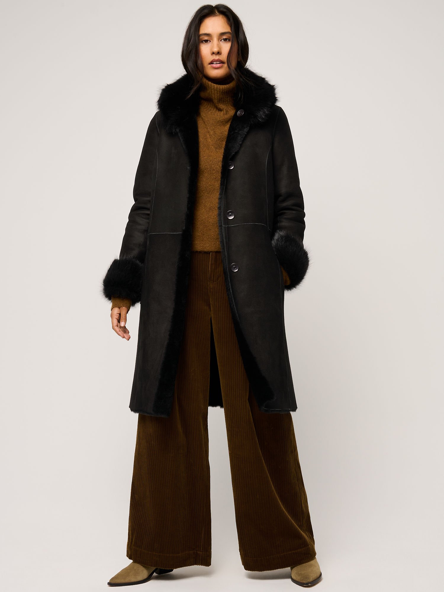 Leticia Black Reversible Sheepskin Coat - XNAUWBI
