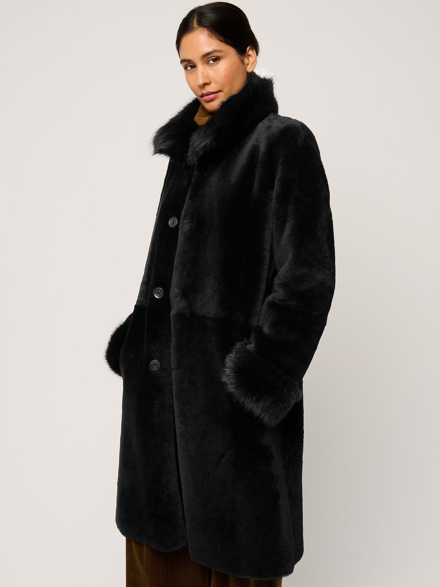 Leticia Black Reversible Sheepskin Coat - XNAUWBI