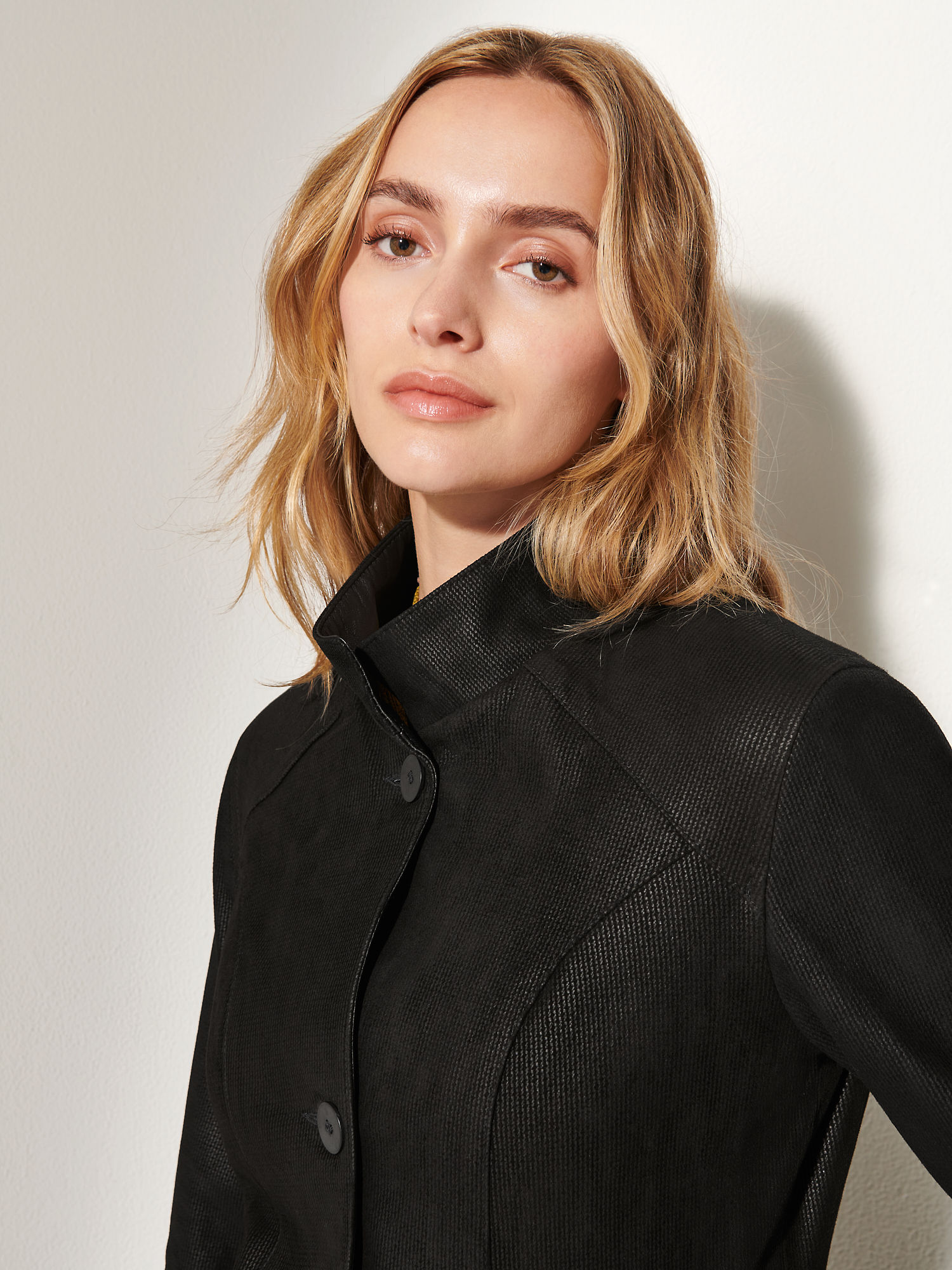 Gwyneth Embossed Leather Coat - XNAUWBI