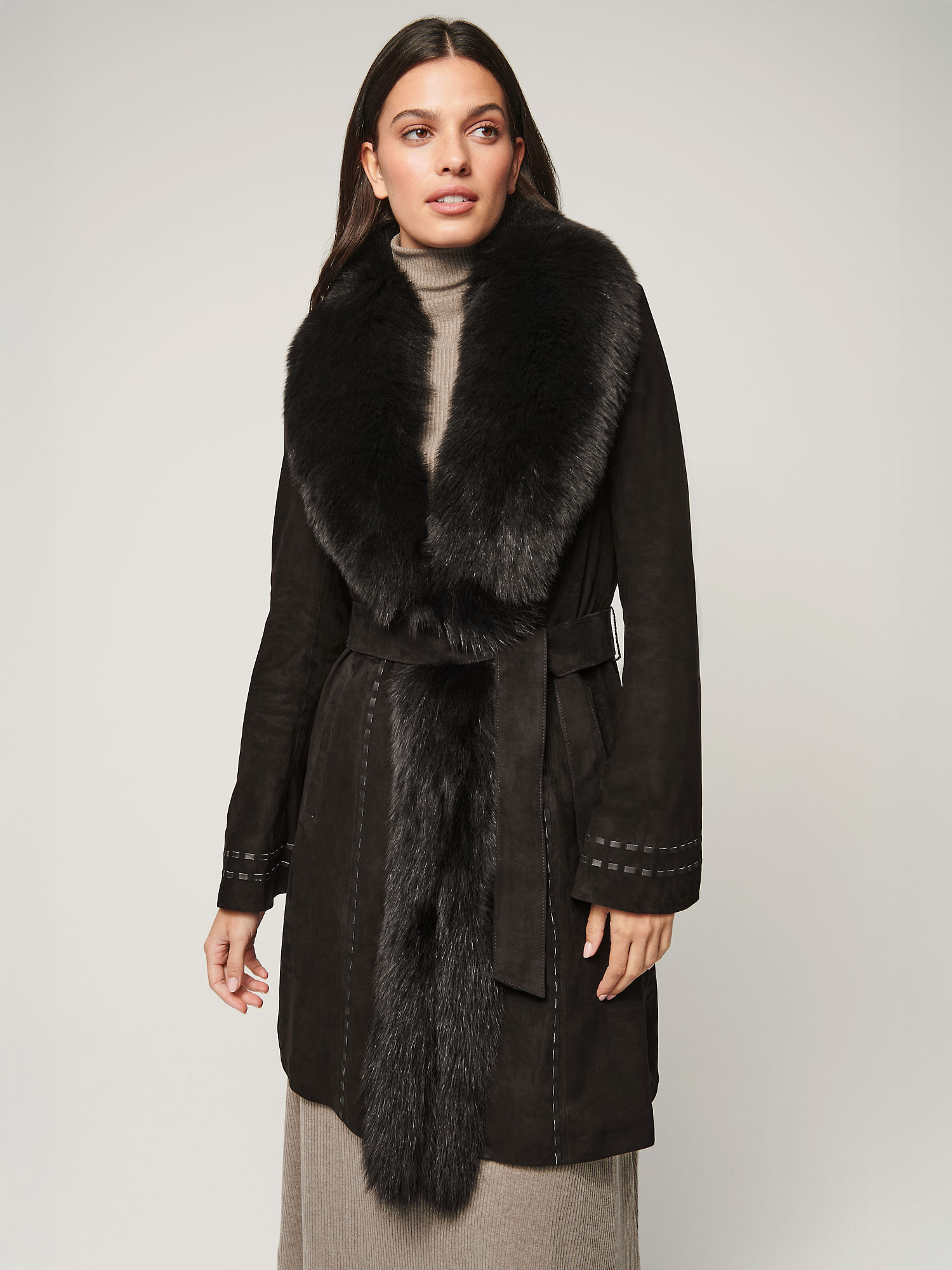 Felicity Suede Leather Coat - XNAUWBI