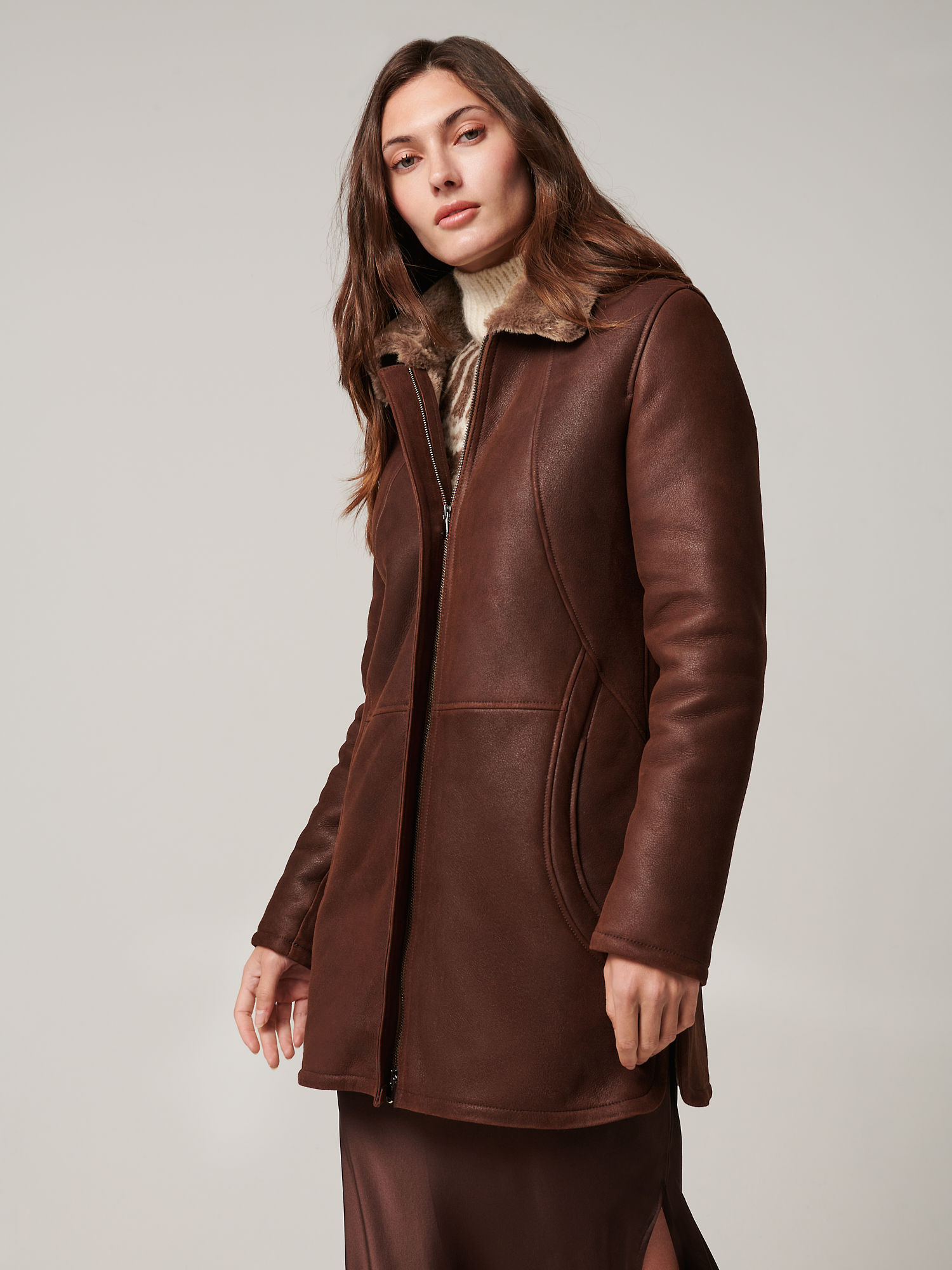 Paula Hooded Sheepskin Coat - XNAUWBI