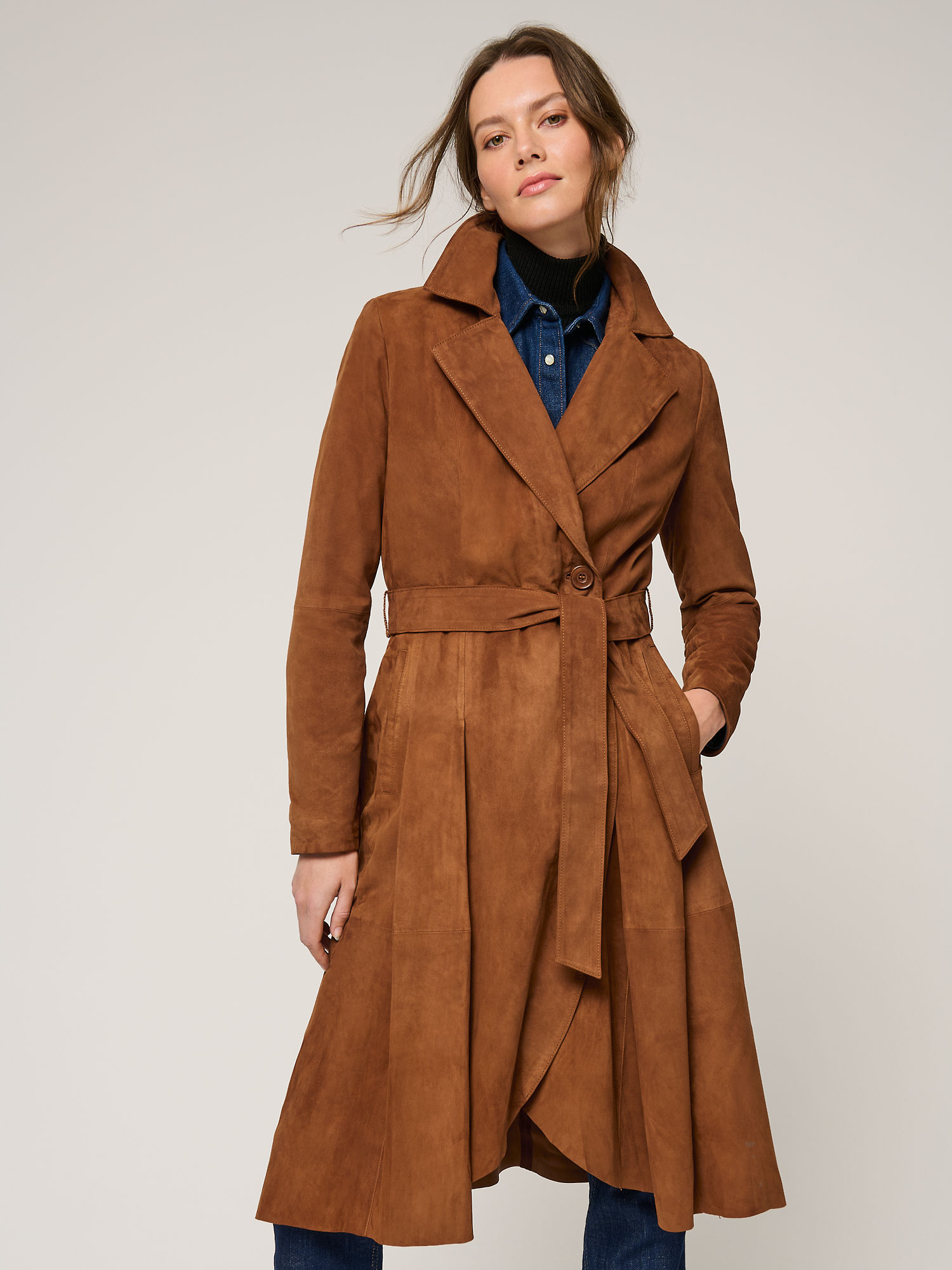 Alicia Suede Leather Coat - XNAUWBI