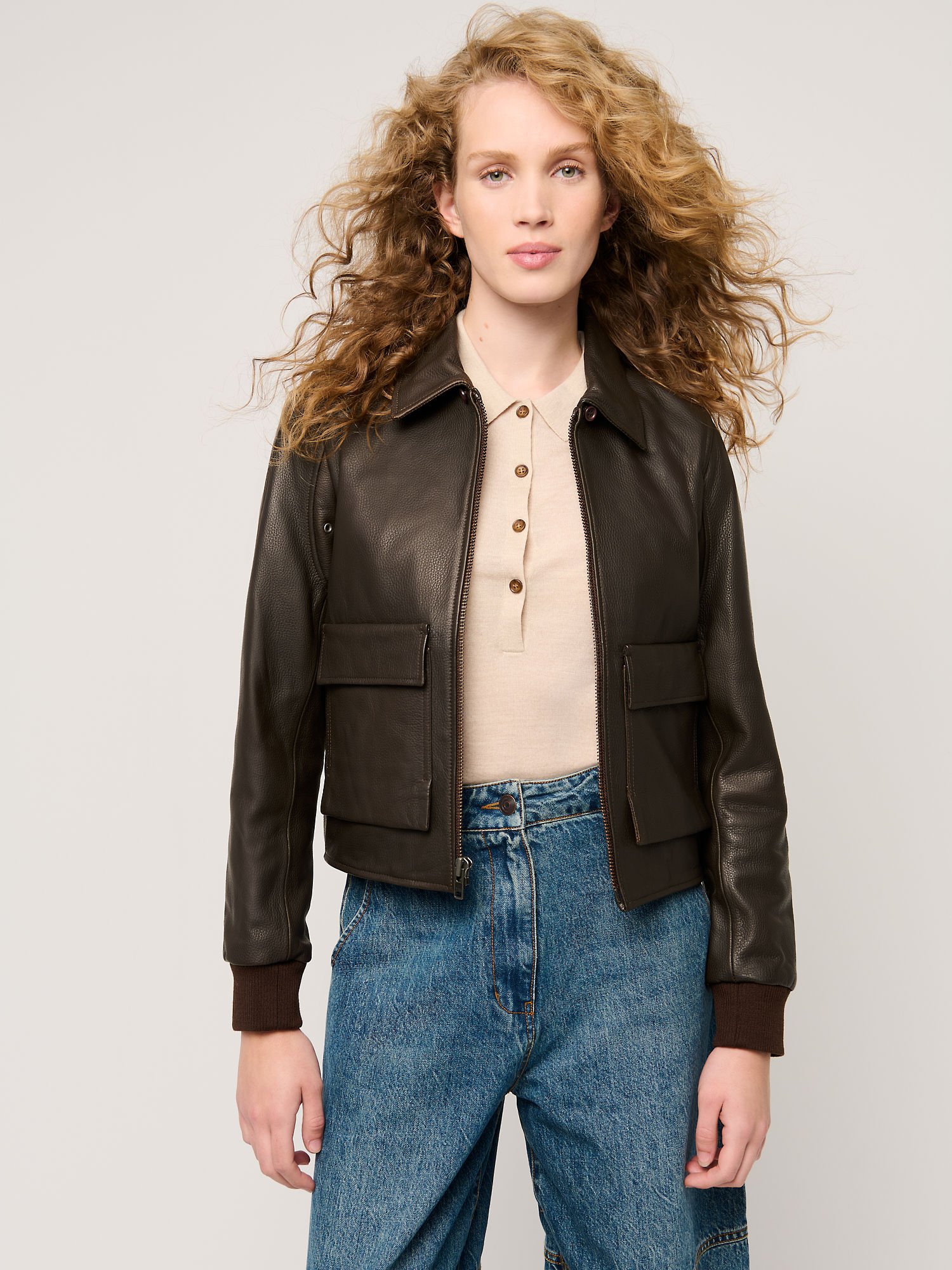 Tracy Leather A-2 Bomber Jacket - XNAUWBI