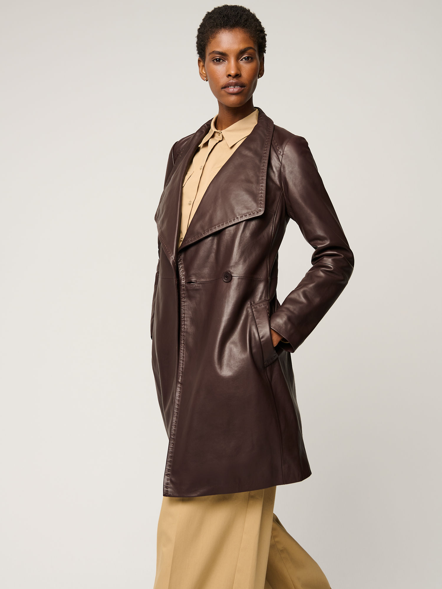 Erin Leather Trench Coat - XNAUWBI
