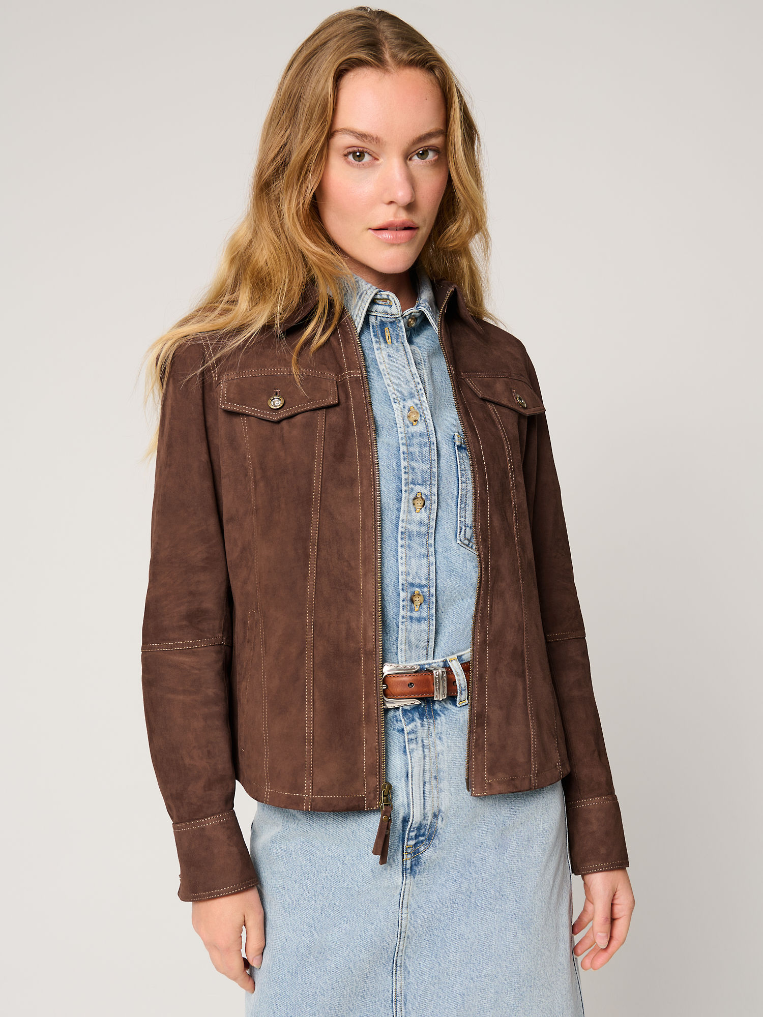 Samantha Suede Leather Jacket - XNAUWBI