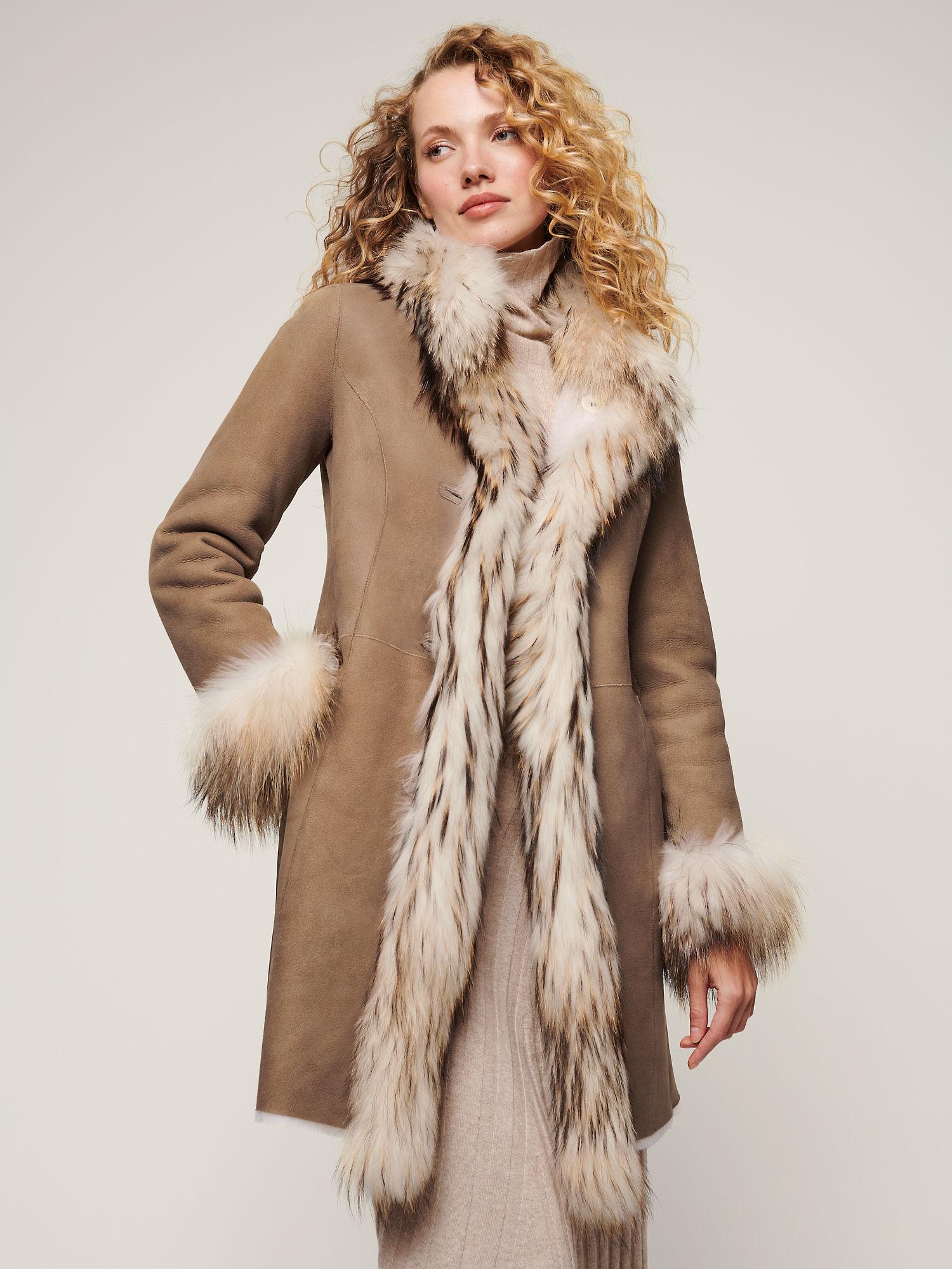 Chantal Reversible Cream Sheepskin Coat - XNAUWBI
