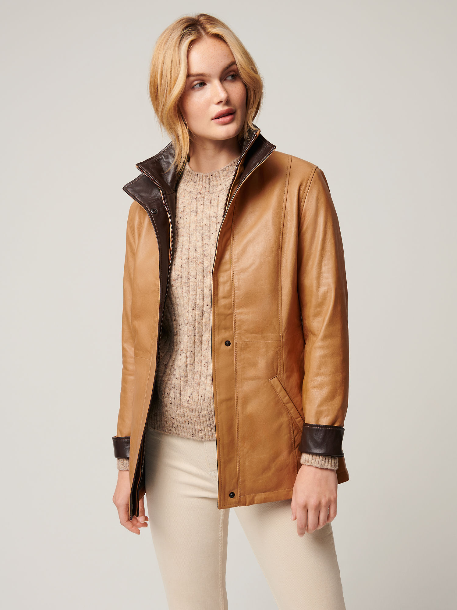 Rory Sand Leather Jacket - XNAUWBI