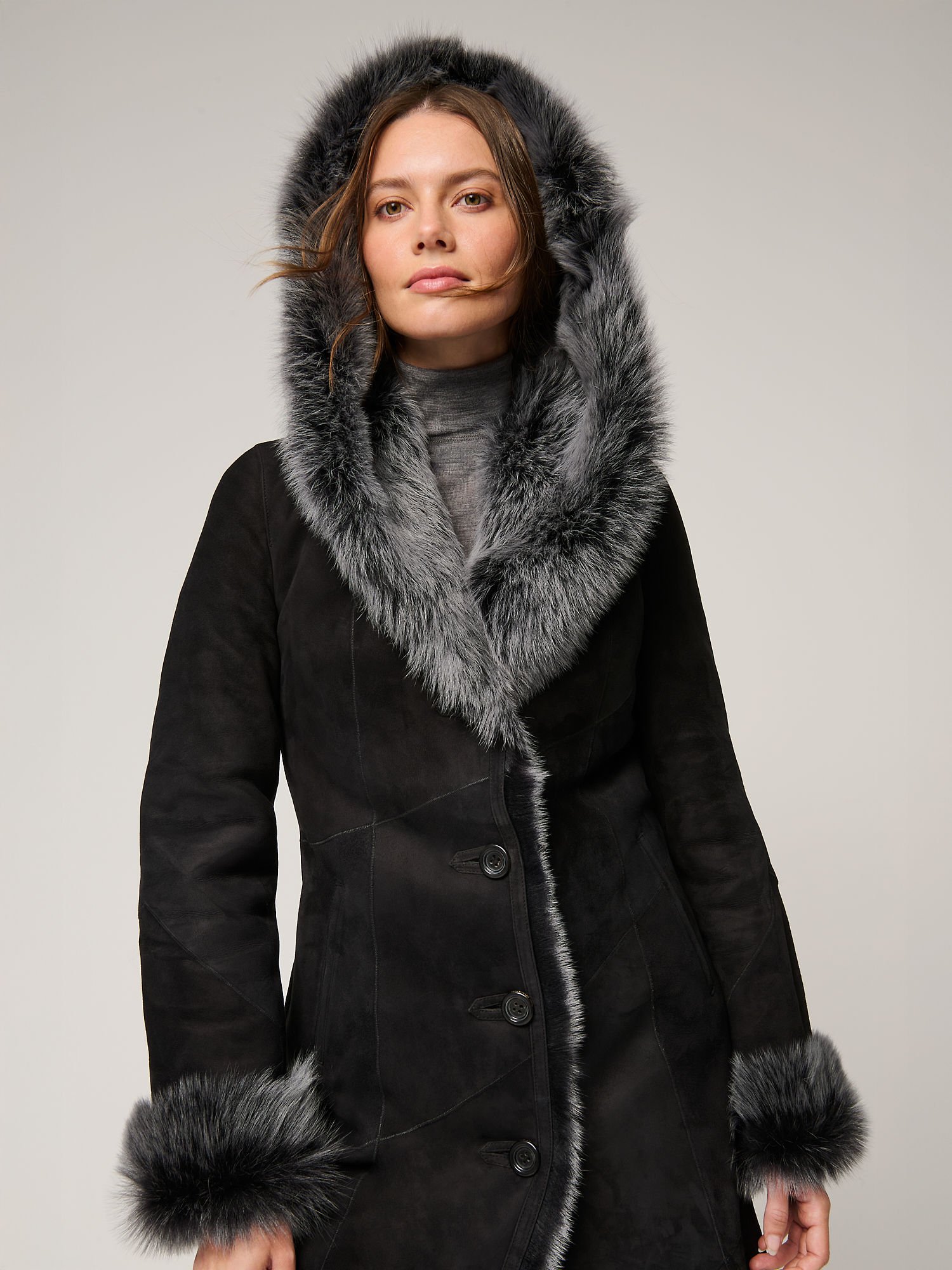 Dakota Hooded Toscana Sheepskin Coat - XNAUWBI