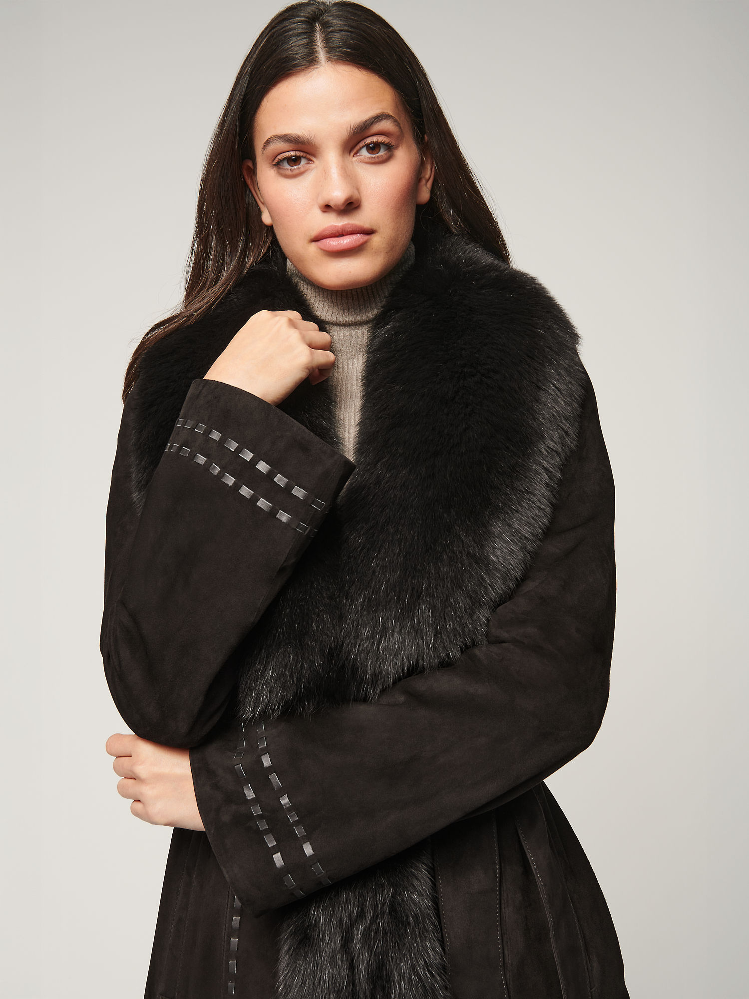 Felicity Suede Leather Coat - XNAUWBI