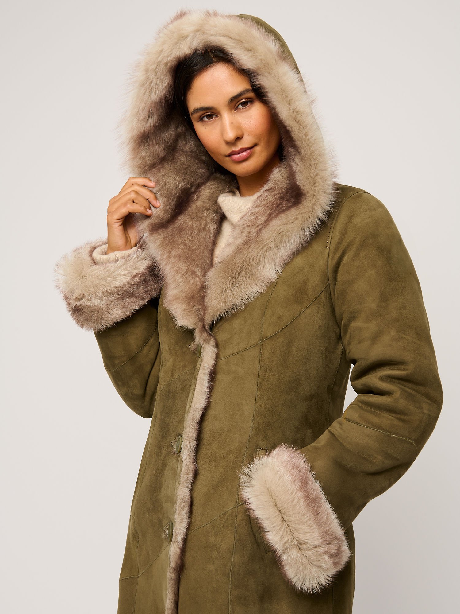 Dakota Hooded Toscana Sheepskin Coat - XNAUWBI
