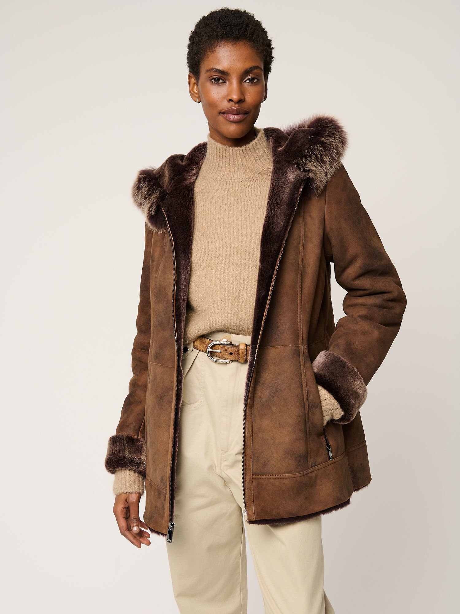 Claire Hooded Toscana Sheepskin Coat - XNAUWBI