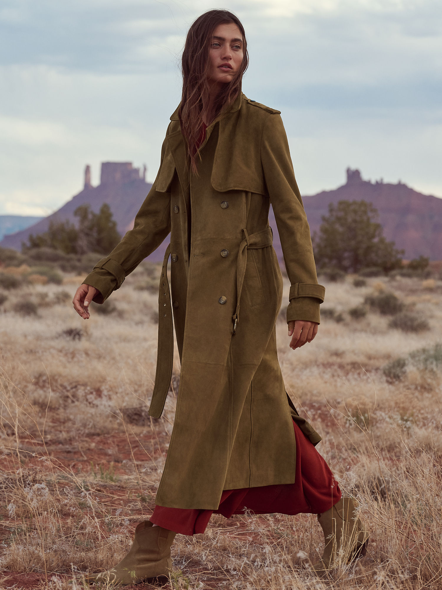 Trinity Suede Trench Coat - XNAUWBI