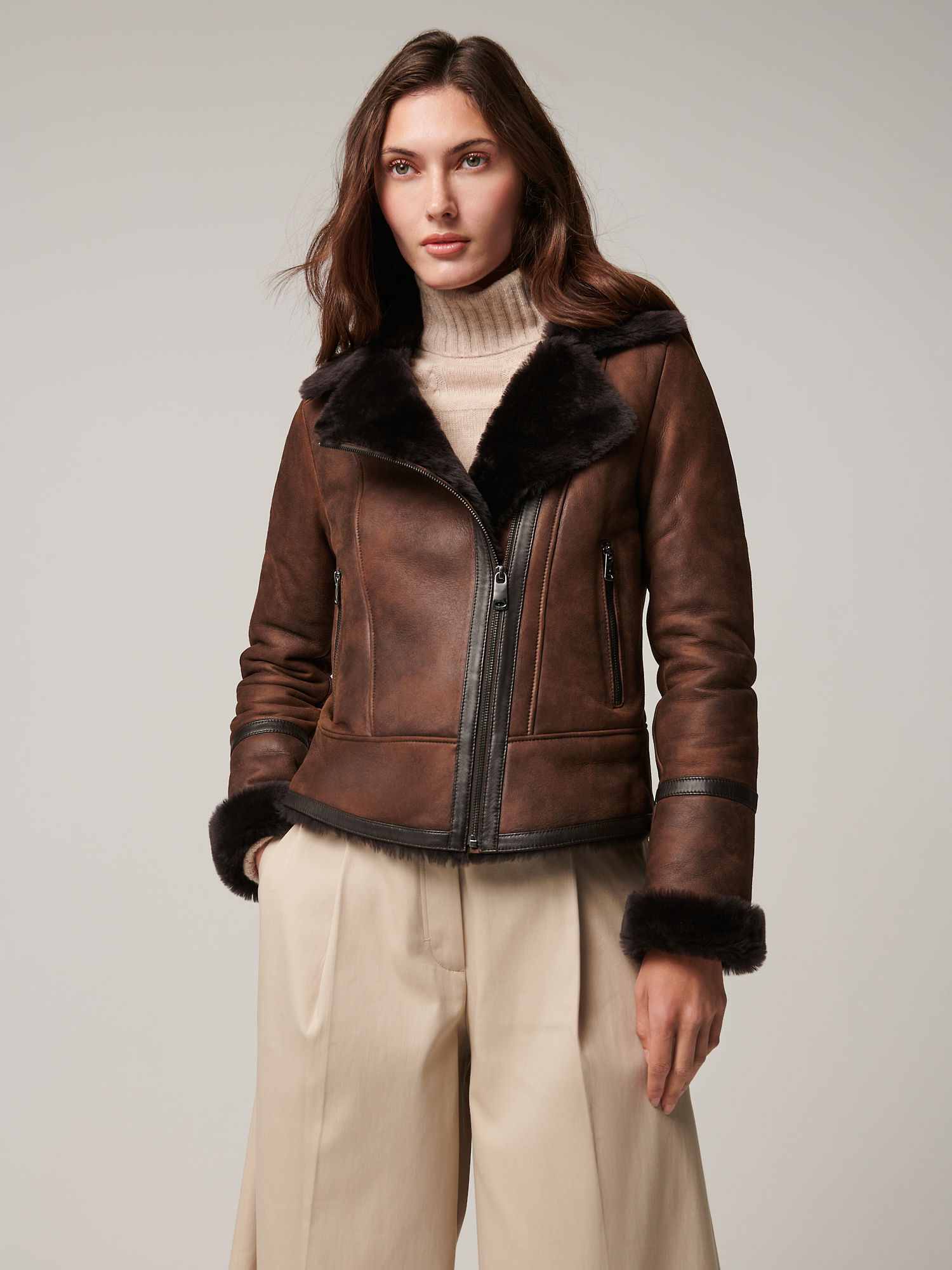 Mila Sheepskin Moto Jacket - XNAUWBI