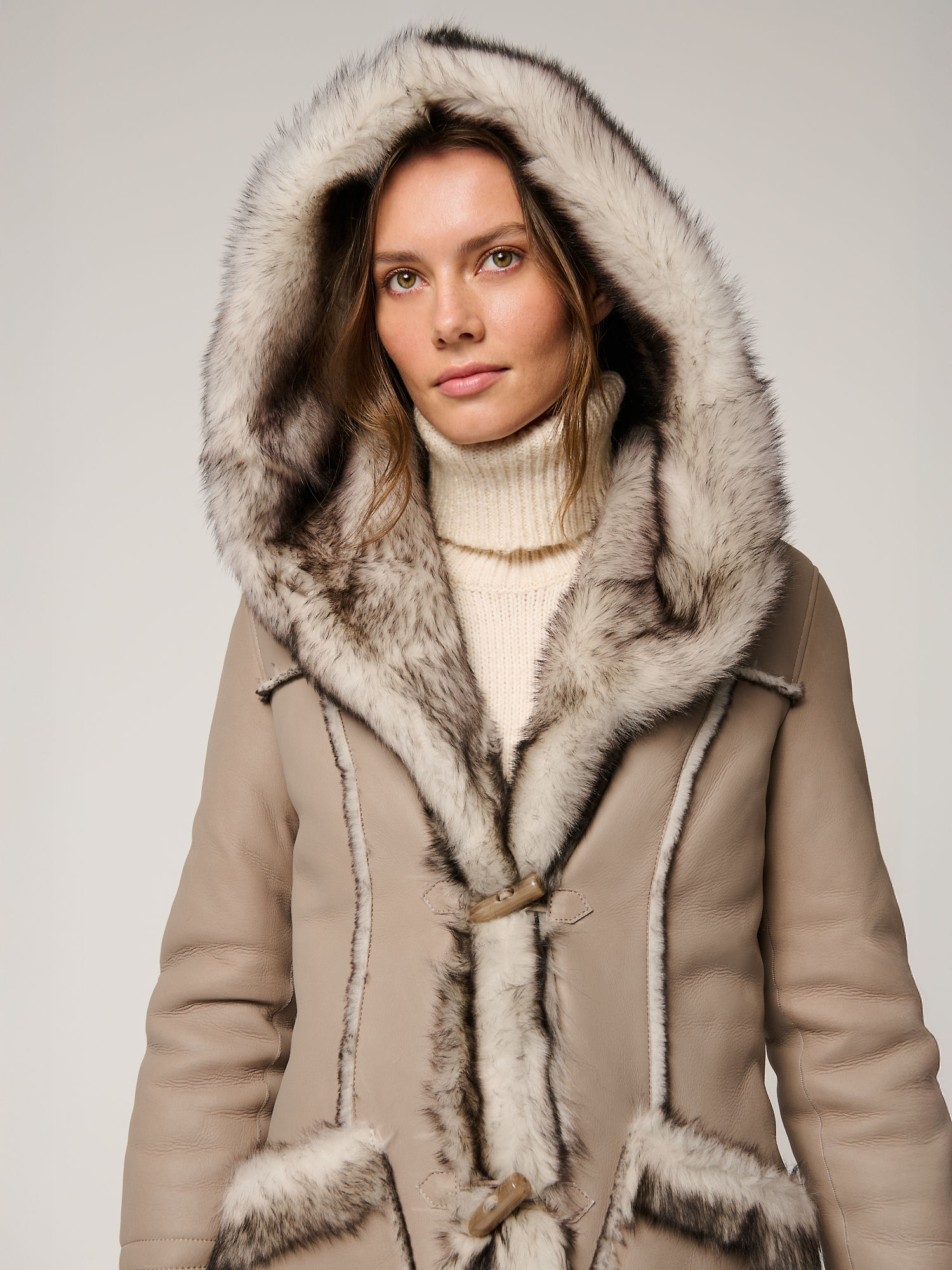 Alaskan Hooded Toscana Sheepskin Coat - XNAUWBI