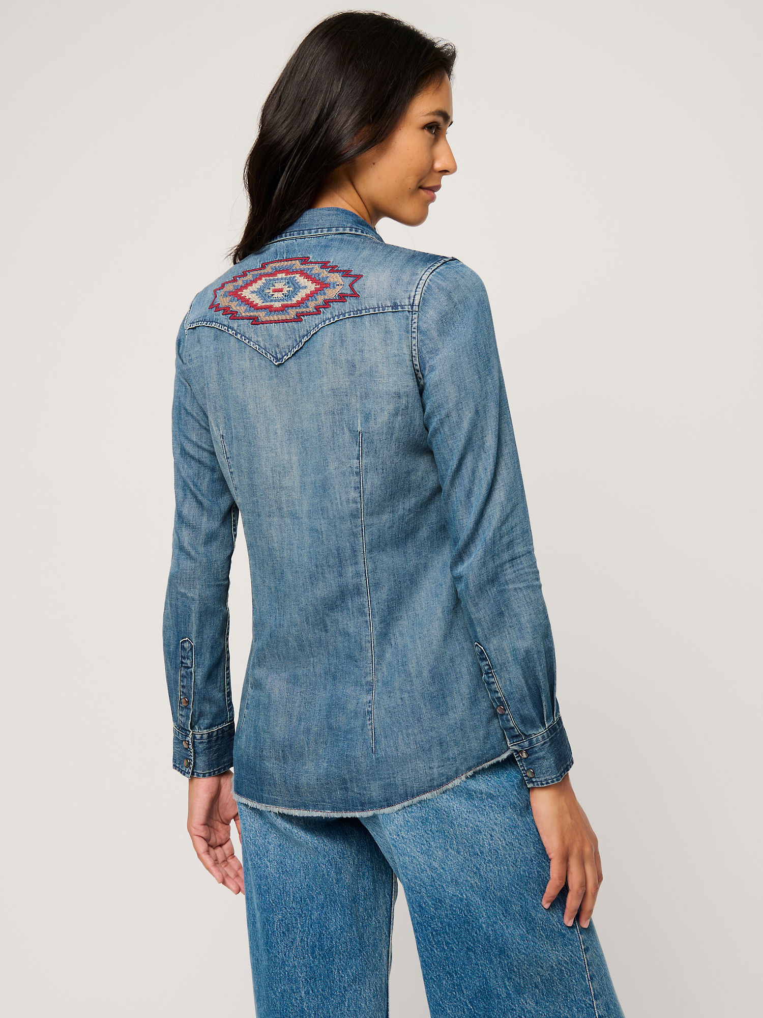 Nadine Embroidered Cotton-Blend Denim Shirt - XNAUWBI