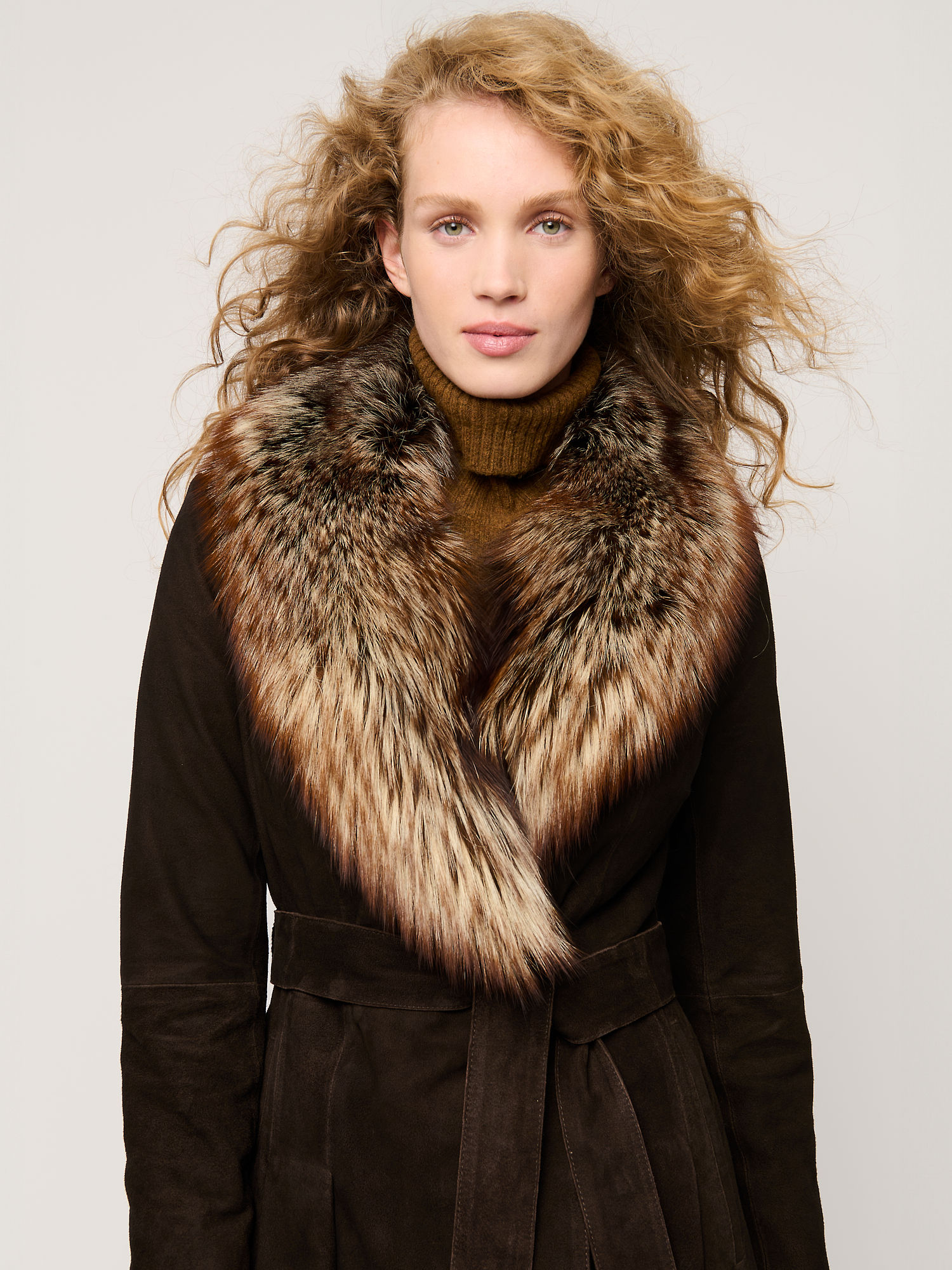 Alicia Vintage Brown Suede Leather Coat - XNAUWBI