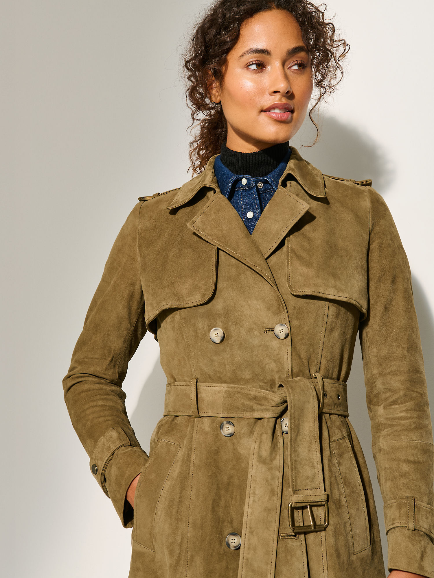 Trinity Suede Trench Coat - XNAUWBI
