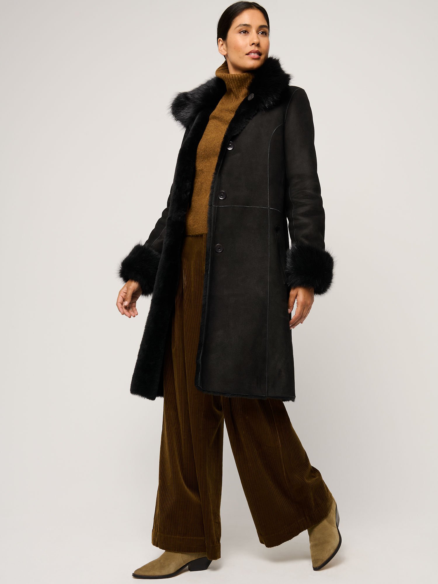 Leticia Black Reversible Sheepskin Coat - XNAUWBI