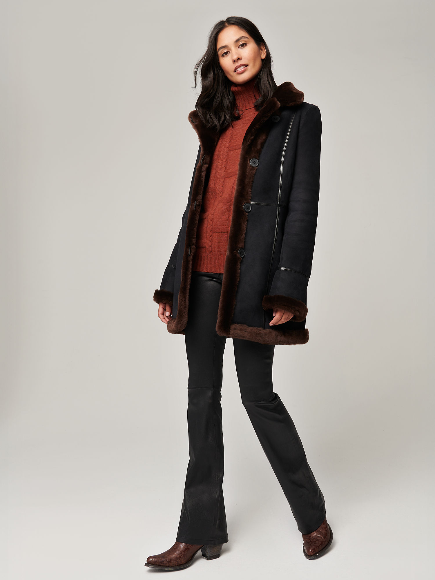 Coleen Reversible Sheepskin Coat - XNAUWBI