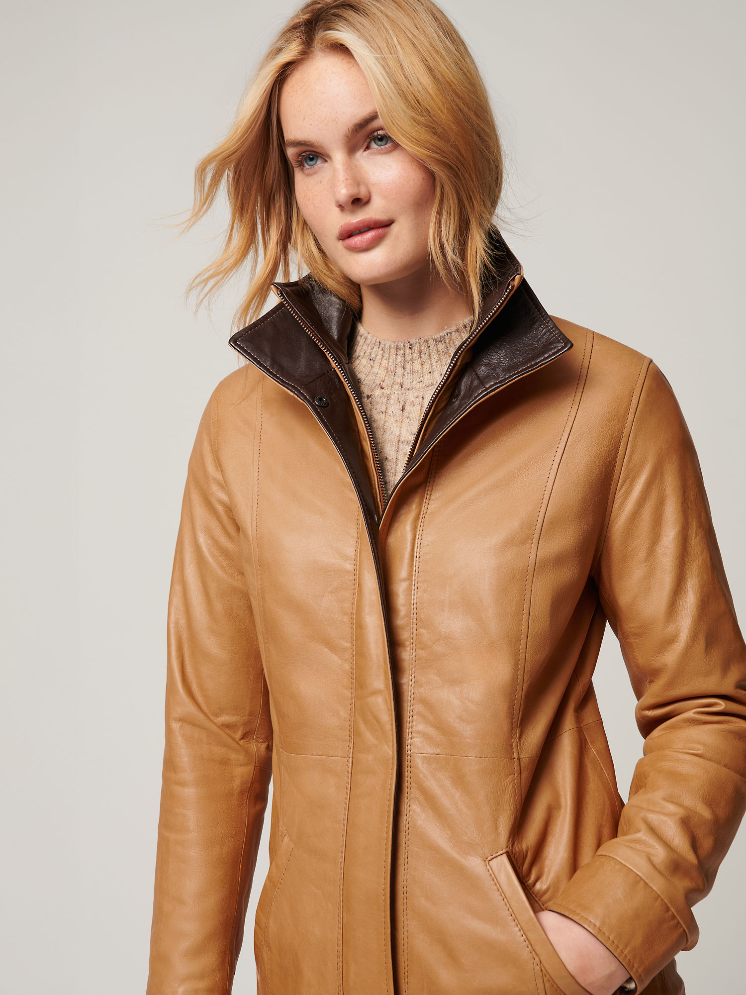 Rory Sand Leather Jacket - XNAUWBI