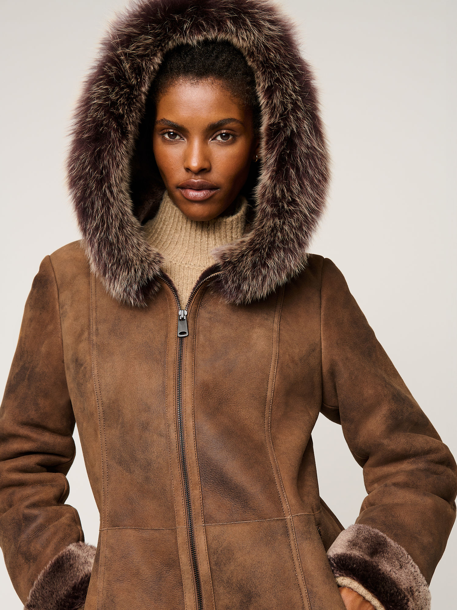 Claire Hooded Toscana Sheepskin Coat - XNAUWBI