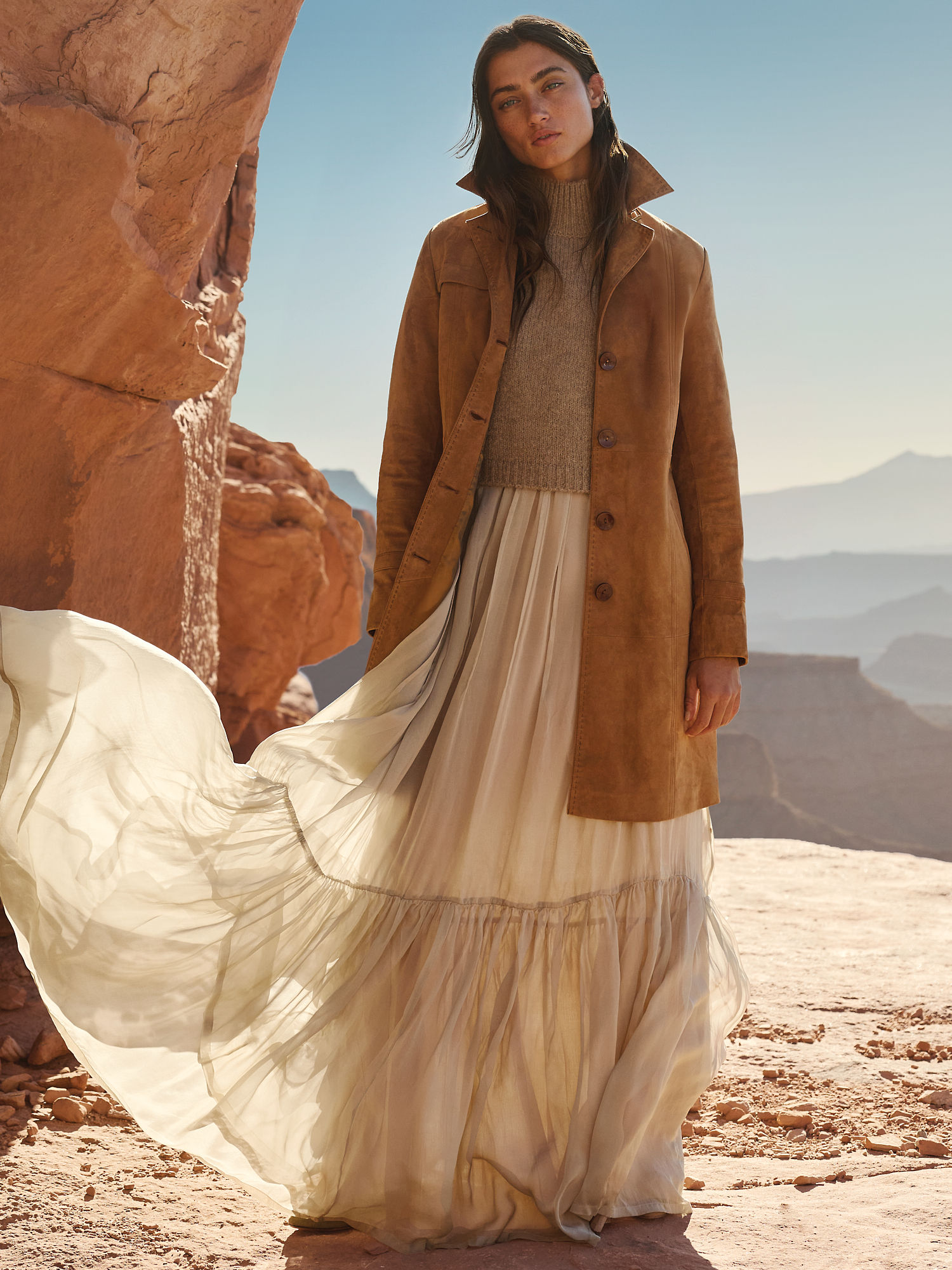 Mia Suede Leather Trench Coat - XNAUWBI