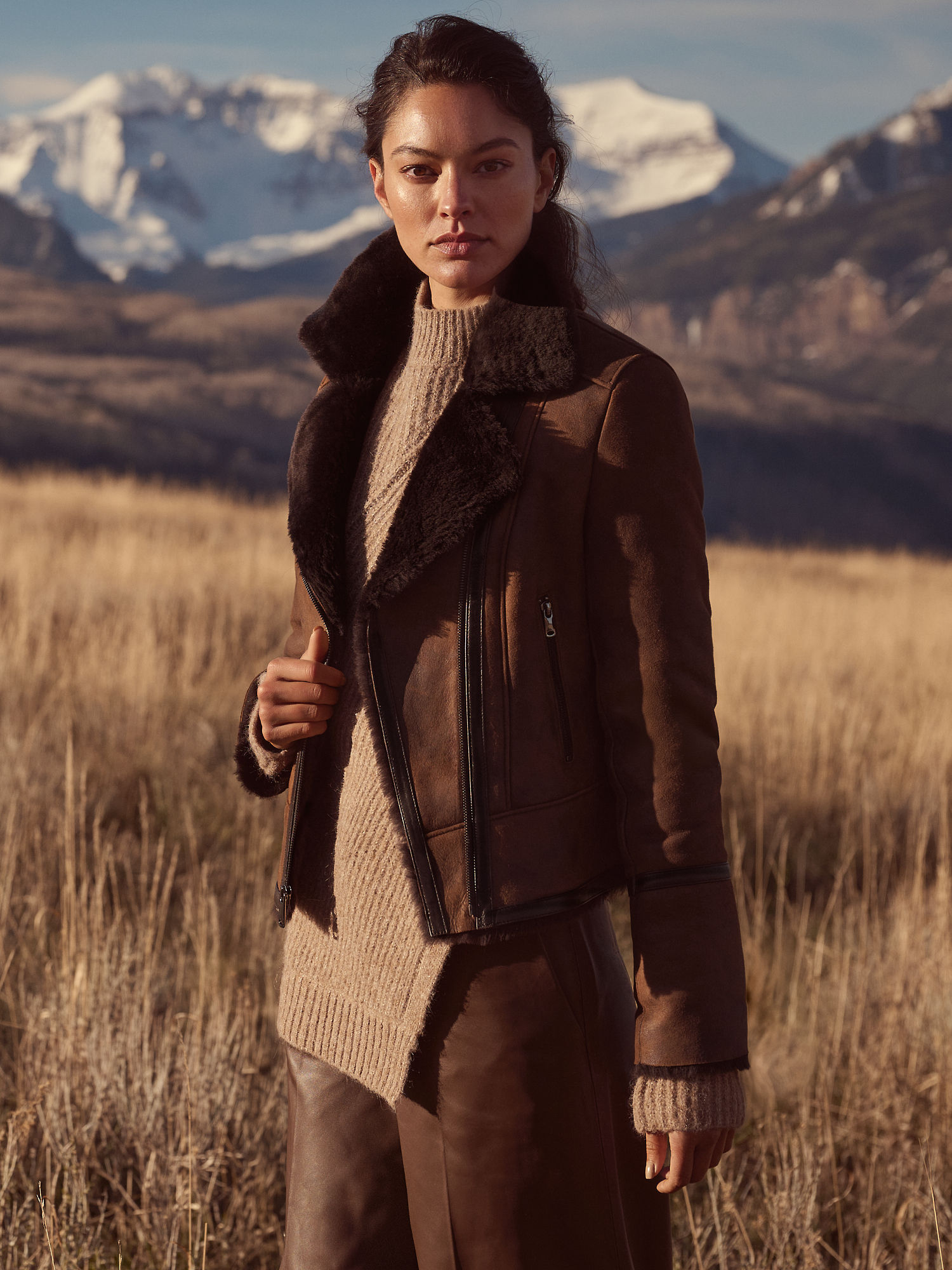 Mila Sheepskin Moto Jacket - XNAUWBI
