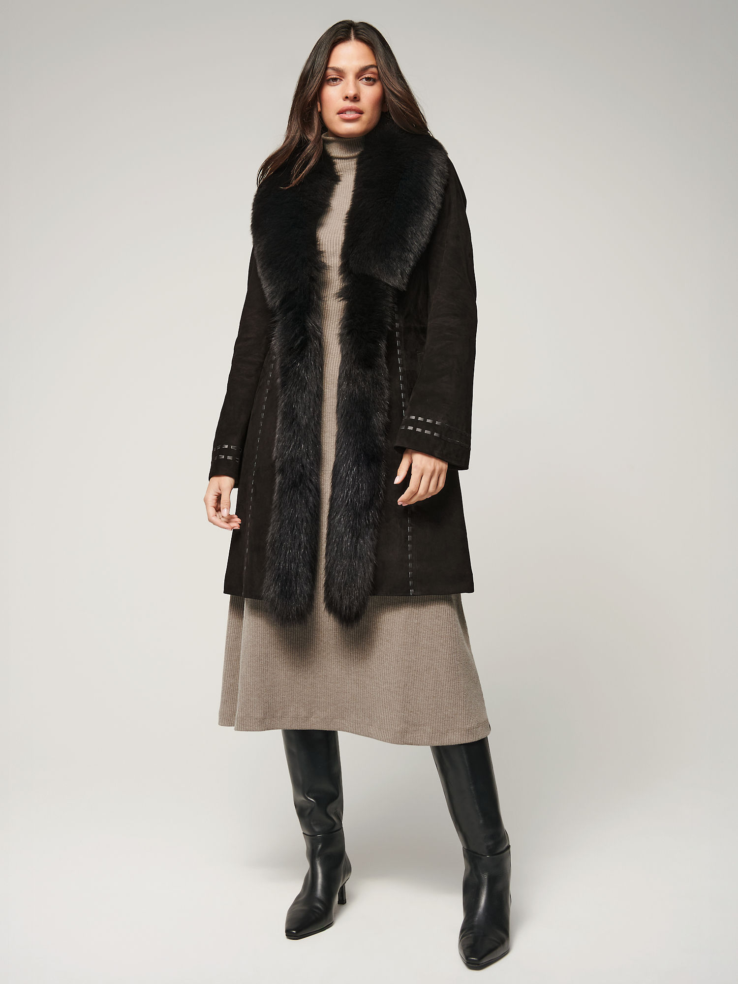 Felicity Suede Leather Coat - XNAUWBI