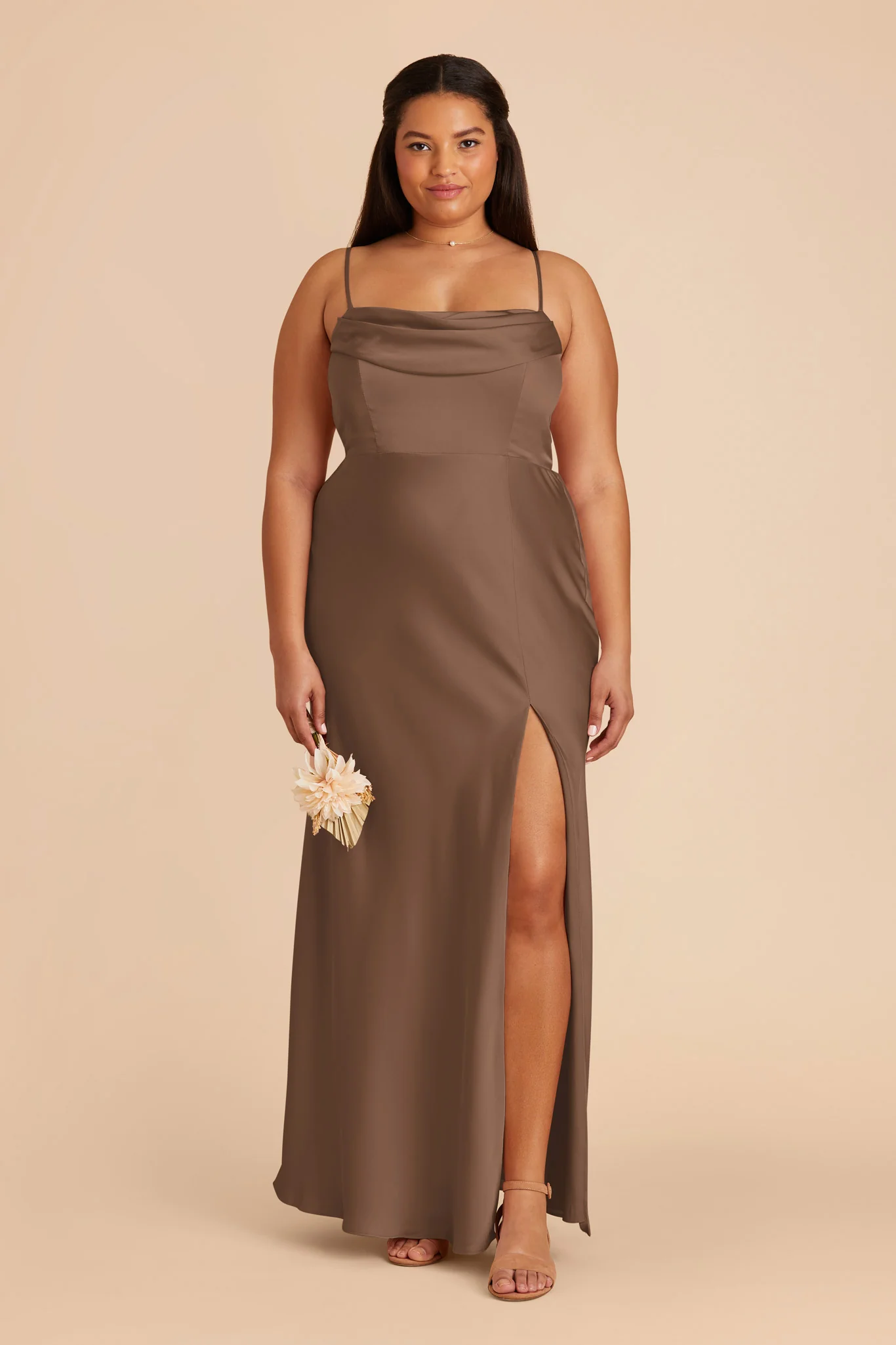 Matte Satin Mocha Dress - XNAUWBI
