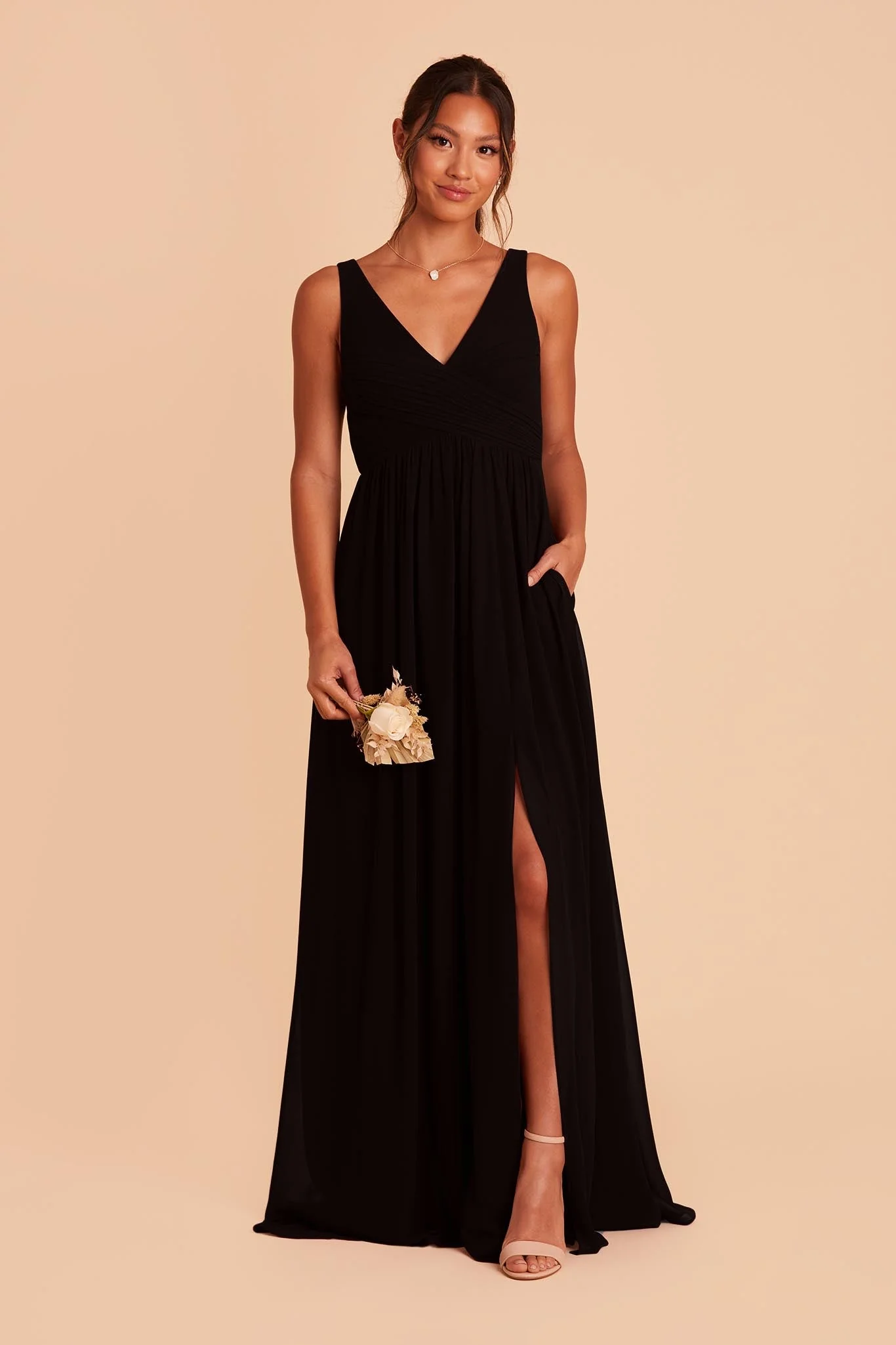 Chiffon Black Dress - XNAUWBI