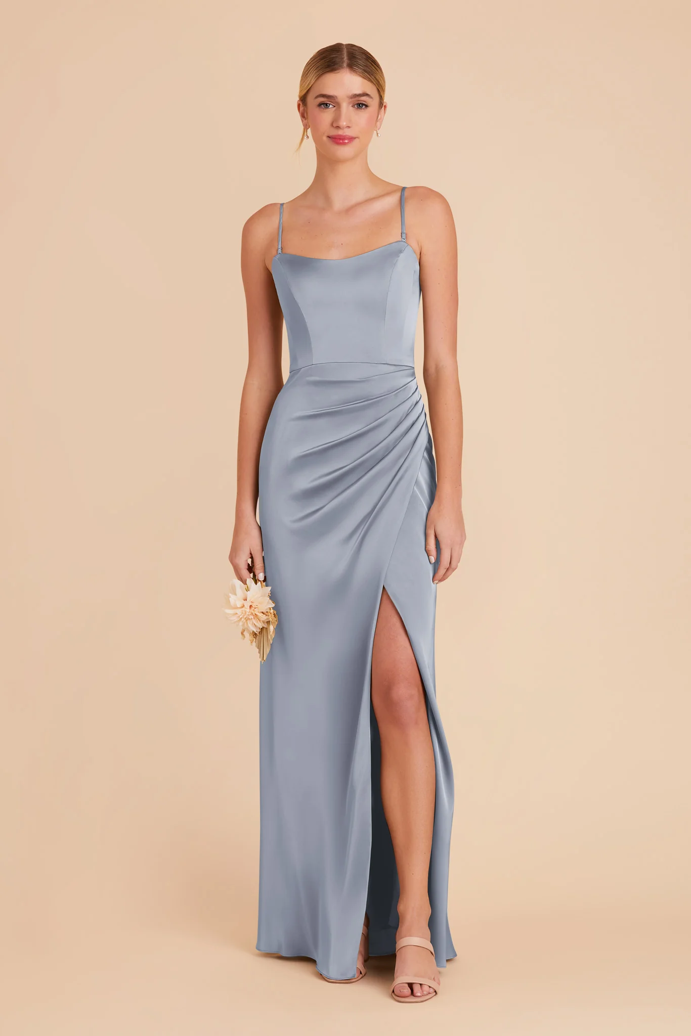 Matte Satin Dusty Blue Dress - XNAUWBI