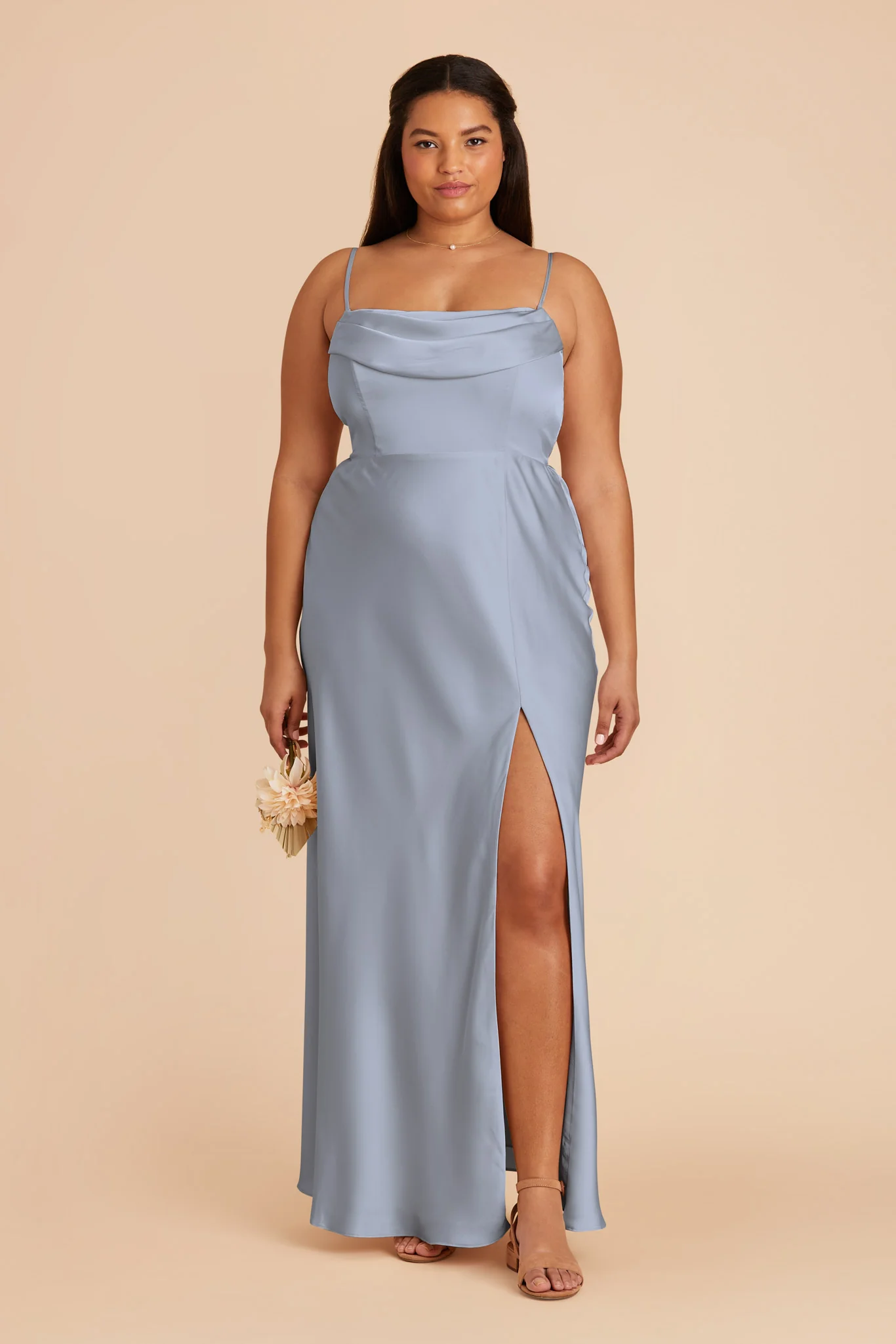 Matte Satin Dusty Blue Dress - XNAUWBI