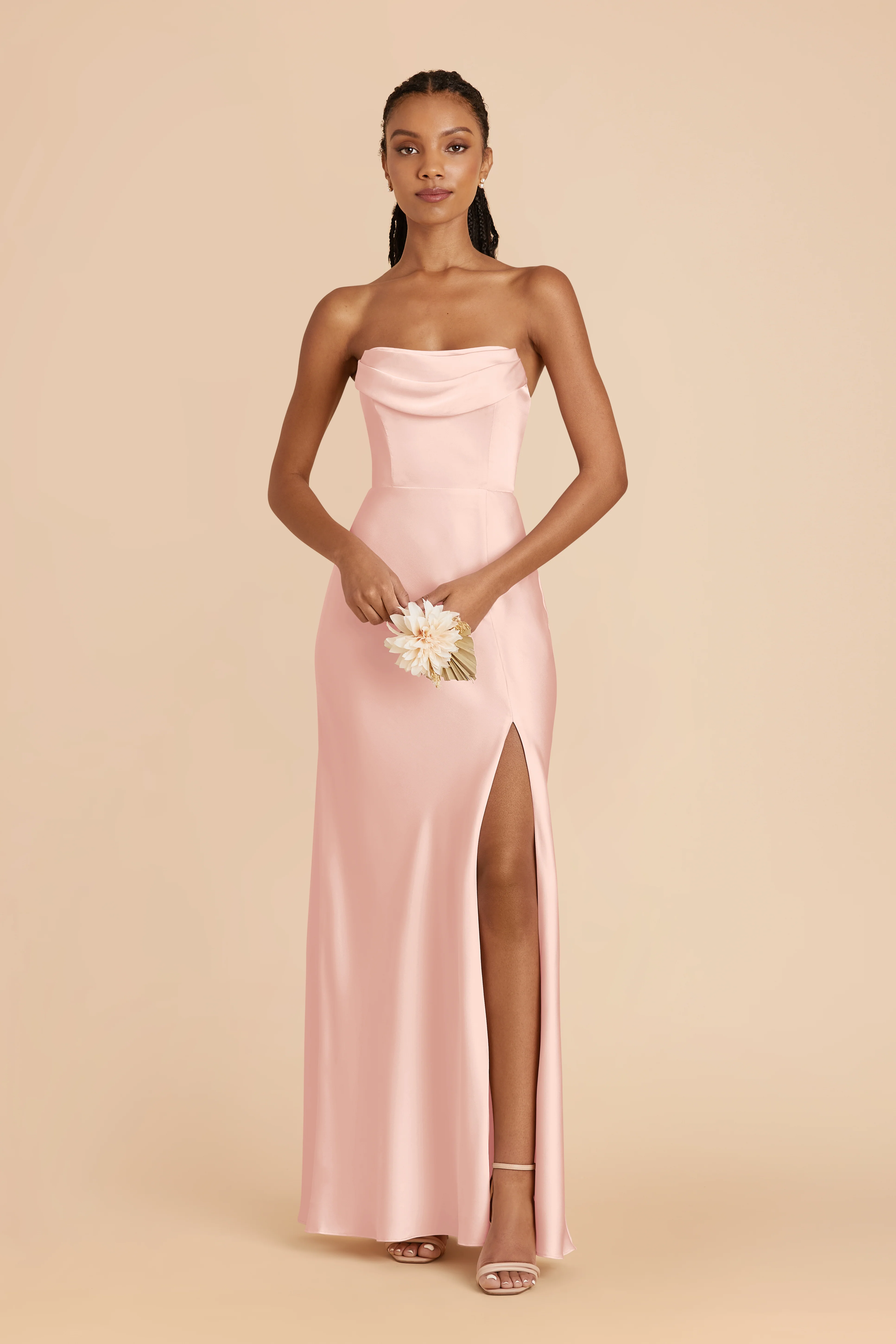 Matte Satin Blush Pink Dress - XNAUWBI