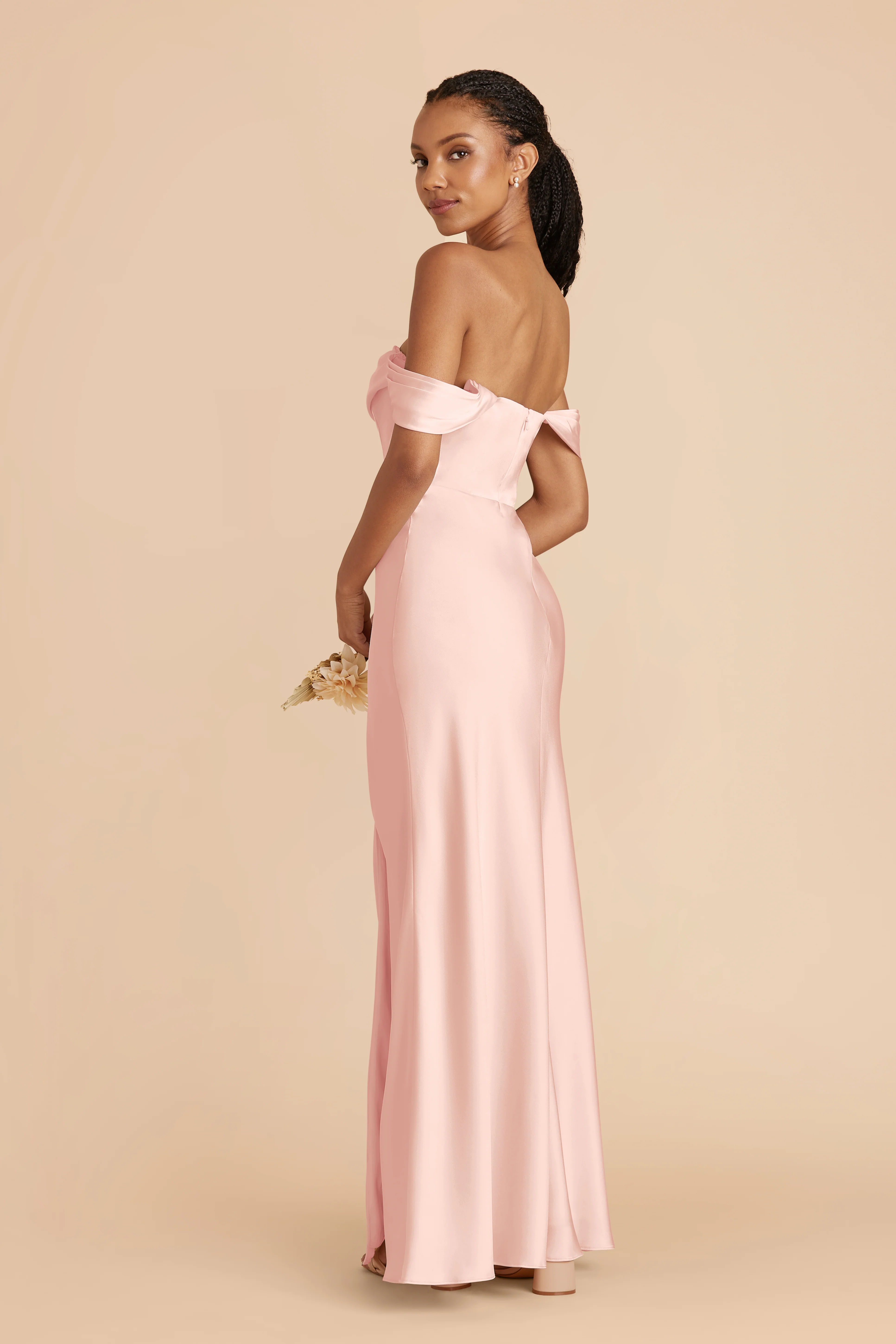 Matte Satin Blush Pink Dress - XNAUWBI