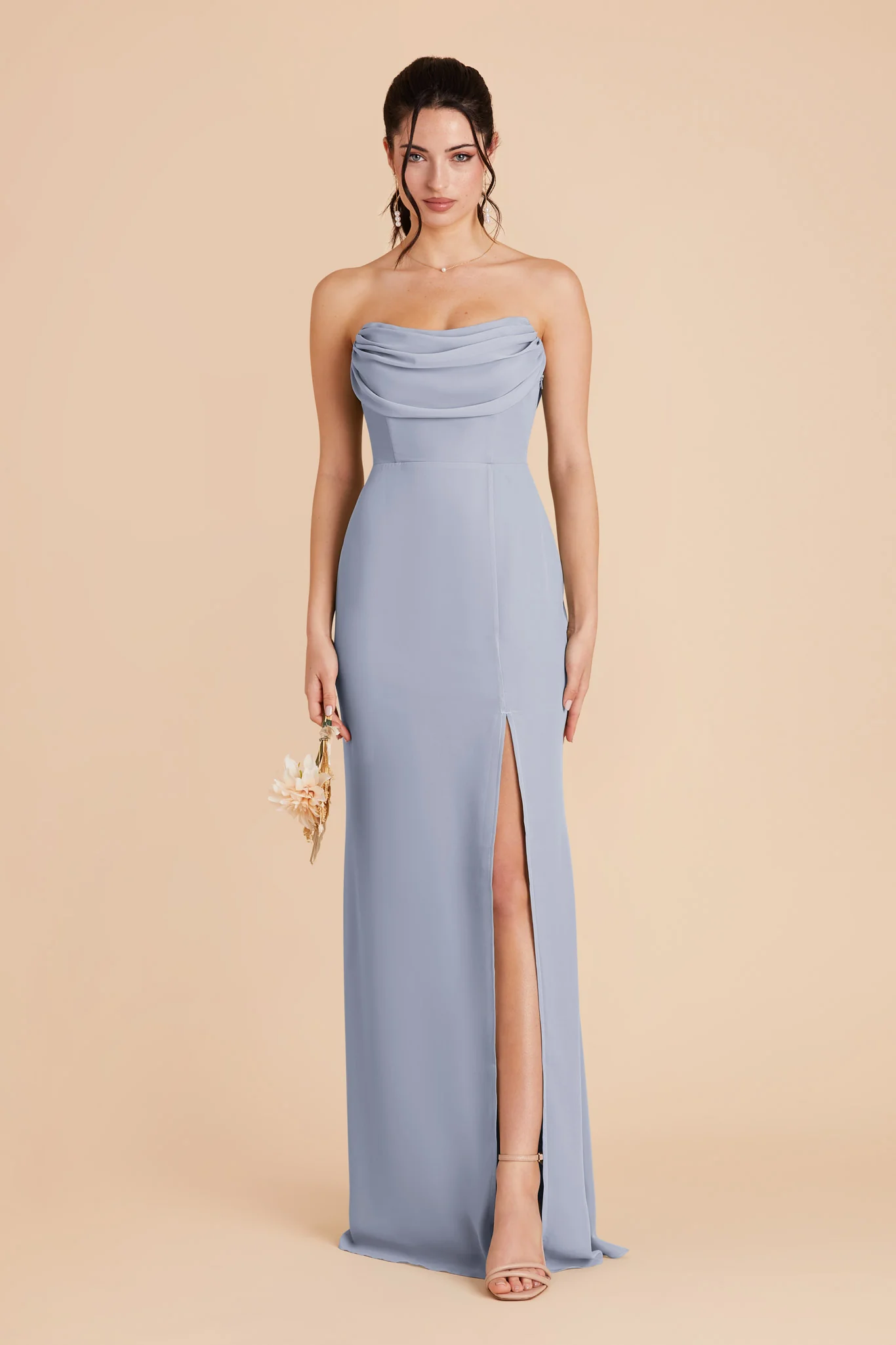 Chiffon Dusty Blue Dress - XNAUWBI