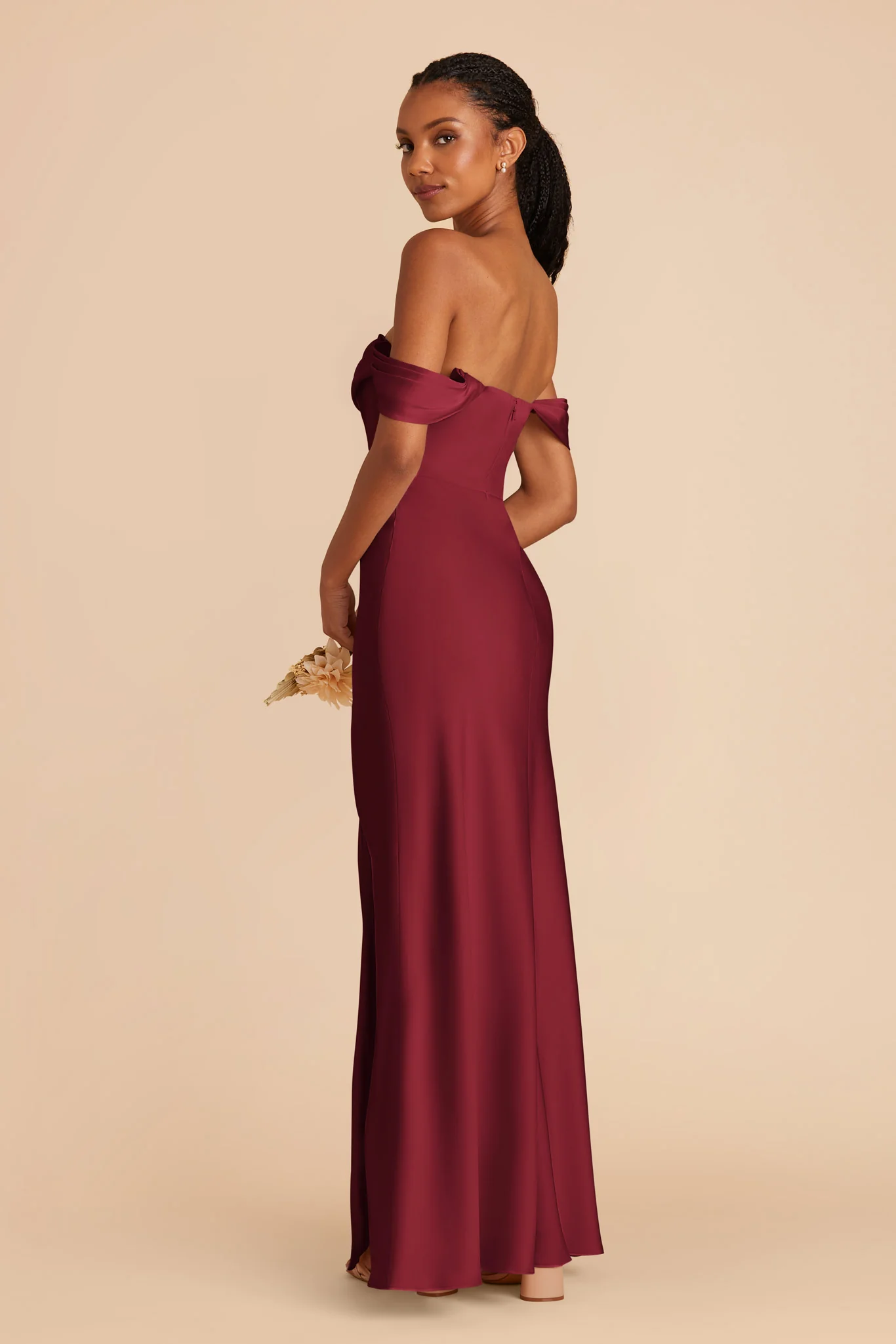Matte Satin Burgundy Dress - XNAUWBI