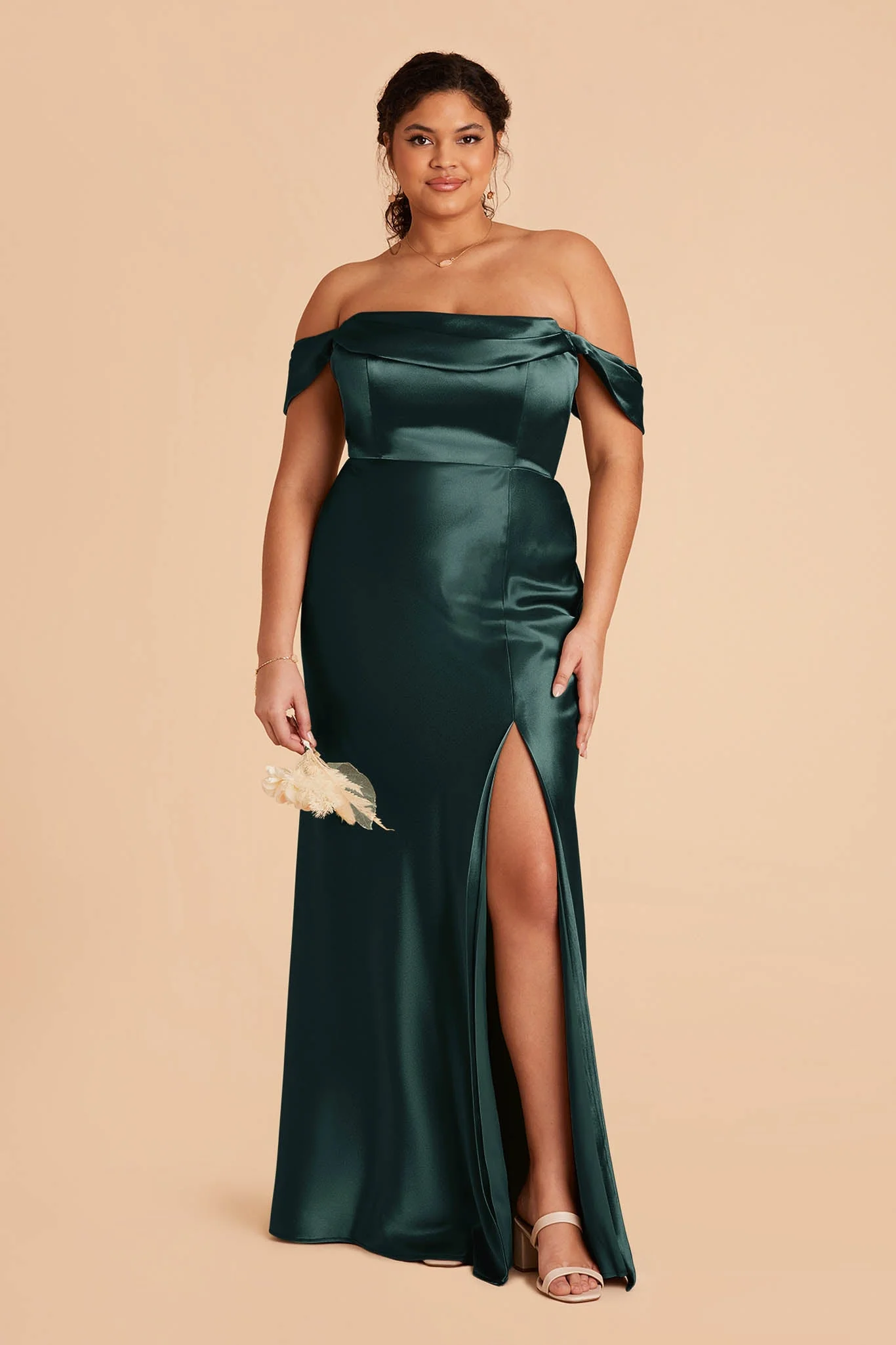 Shiny Satin Emerald Dress - XNAUWBI
