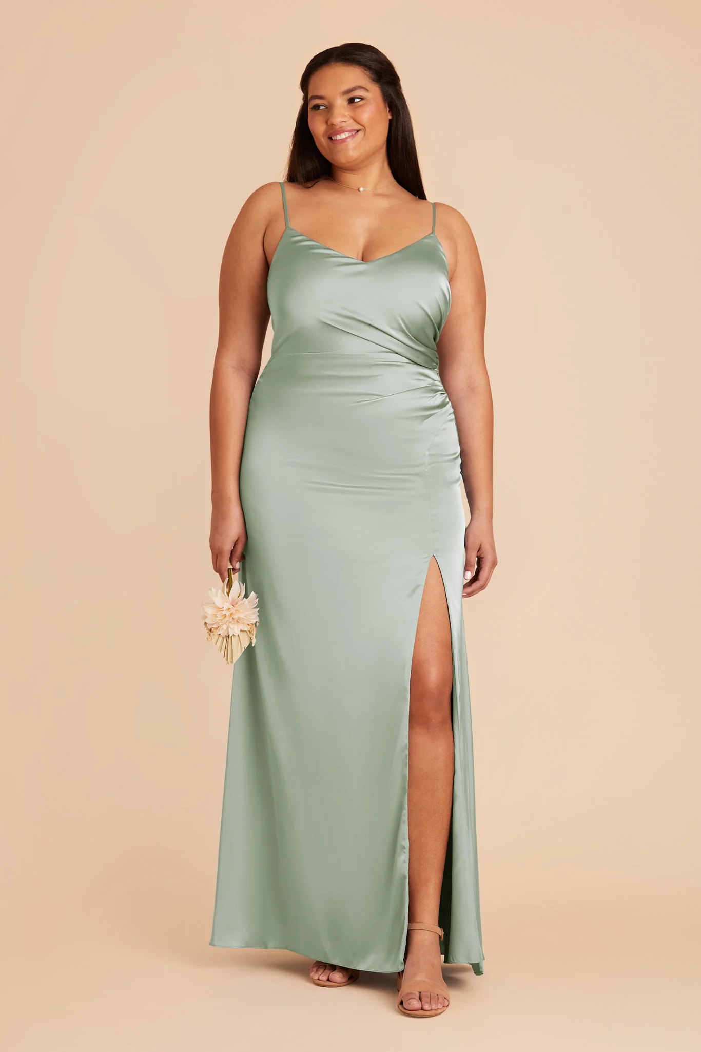 Matte Satin Sage Dress - XNAUWBI