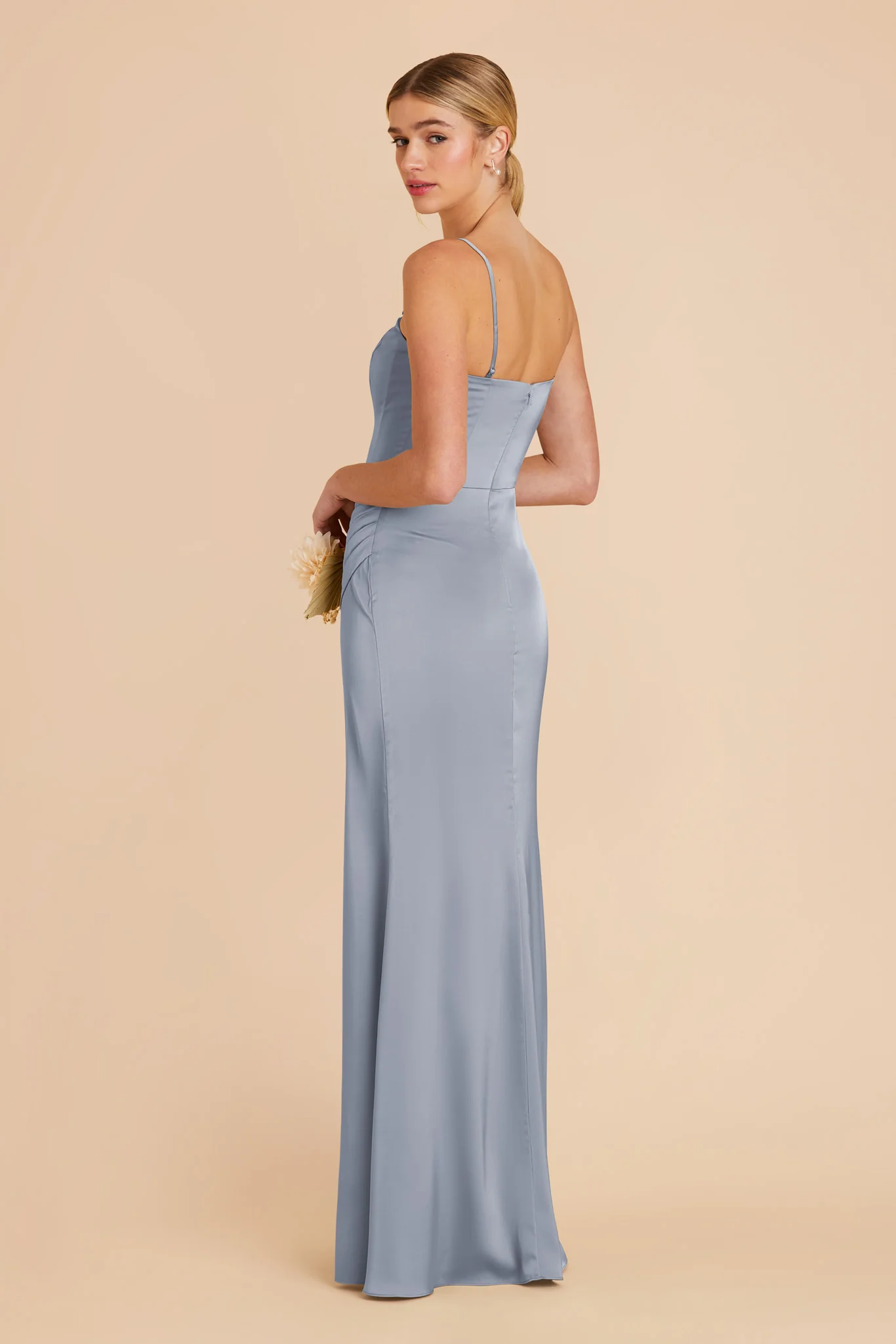 Matte Satin Dusty Blue Dress - XNAUWBI