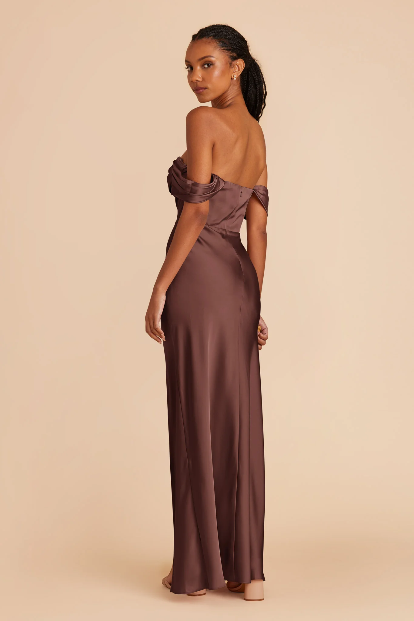 Matte Satin Chocolate Brown Dress - XNAUWBI