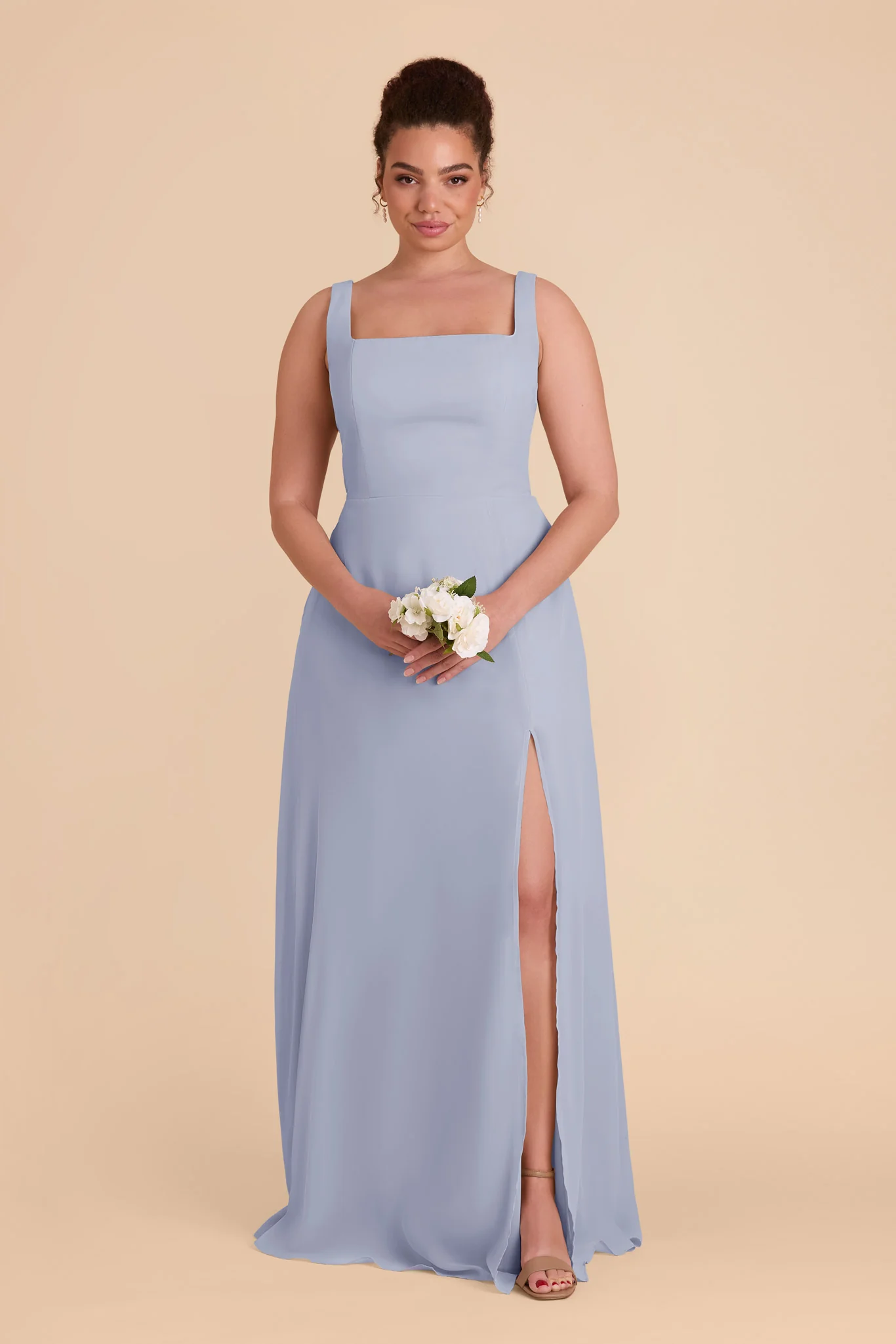 Chiffon Dusty Blue Dress - XNAUWBI